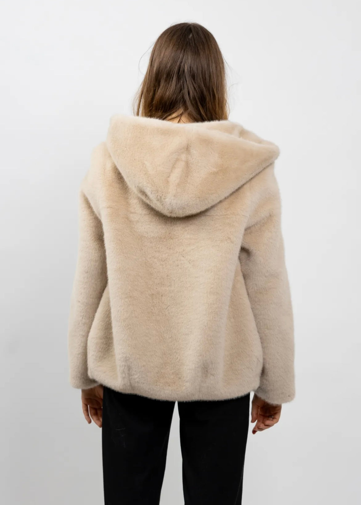 Veste à capuche - Fausse fourrure beige KZELL PARIS