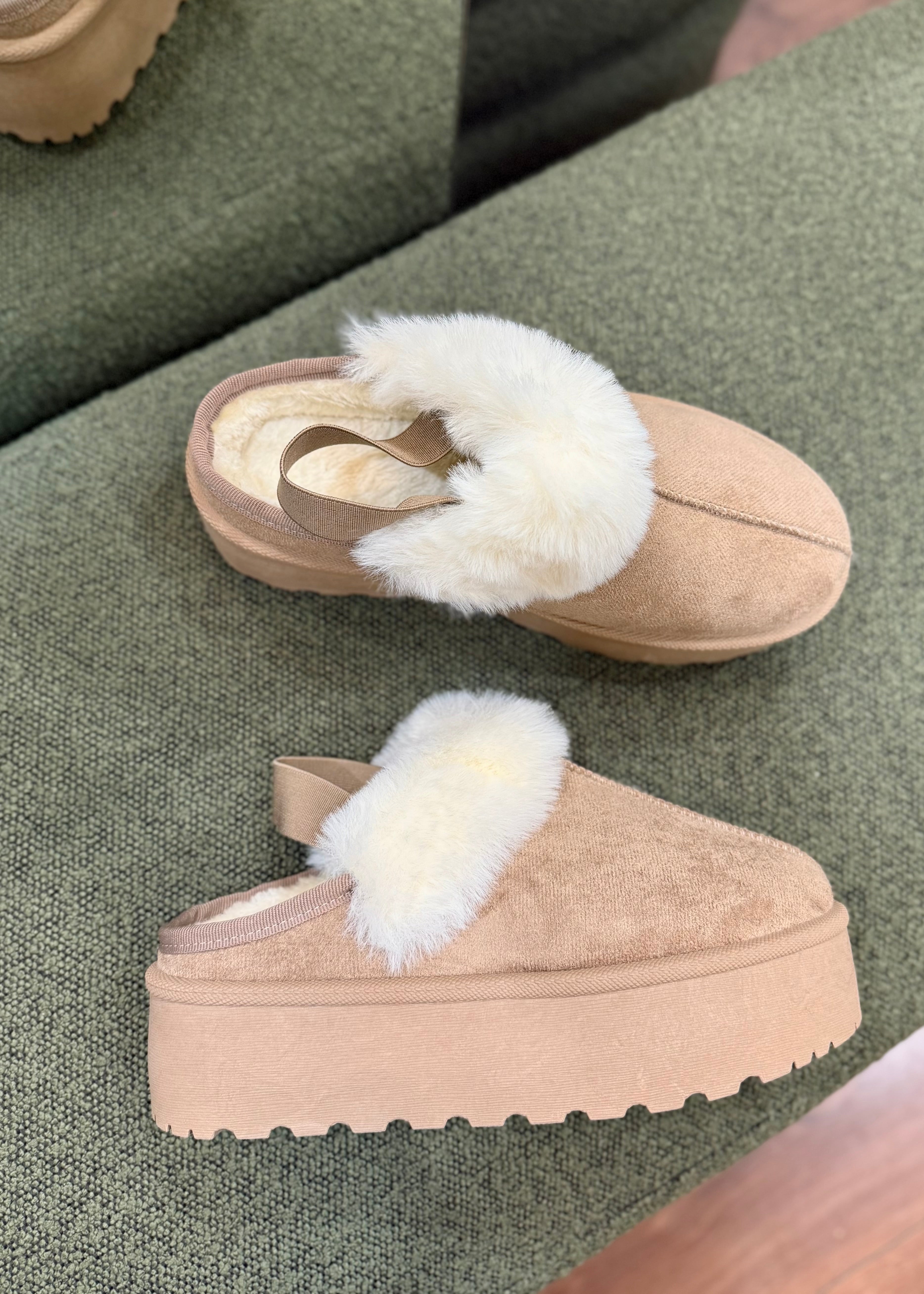 Chaussons platform Fur Beige L'adresse Corte