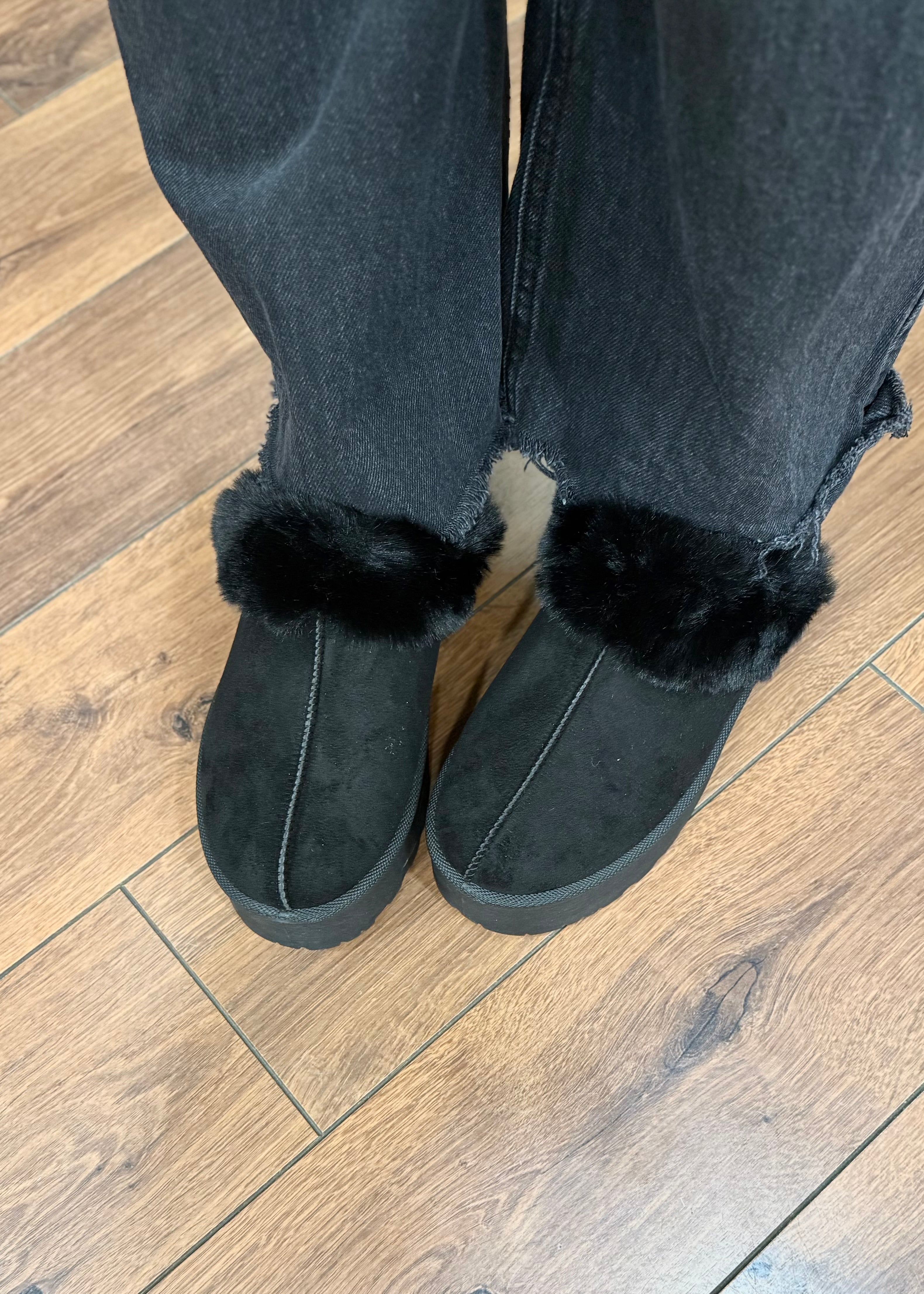 Chaussons platform Fur Black L'adresse Corte