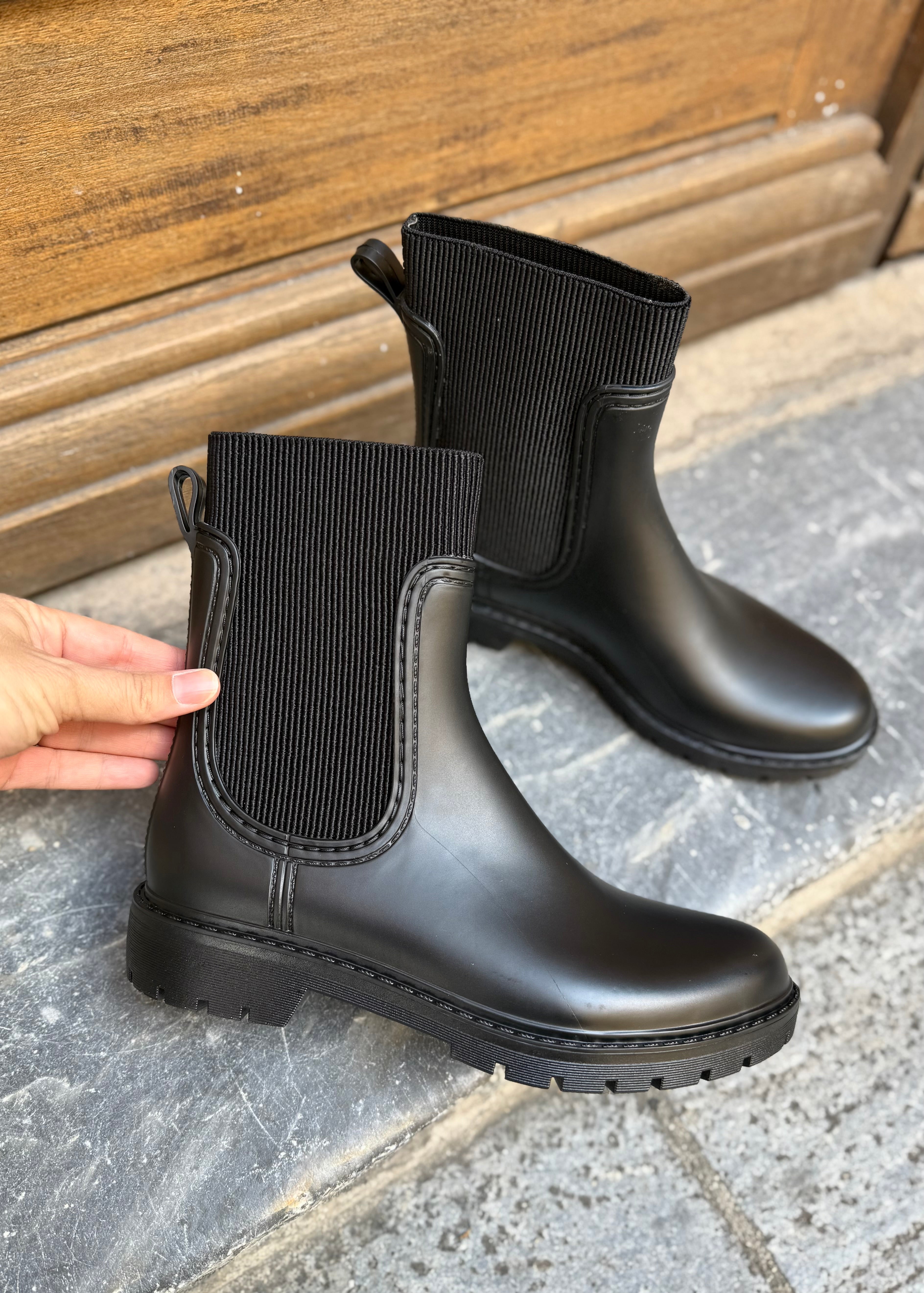 Bottines de pluie chelsea Noir L'adresse Corte