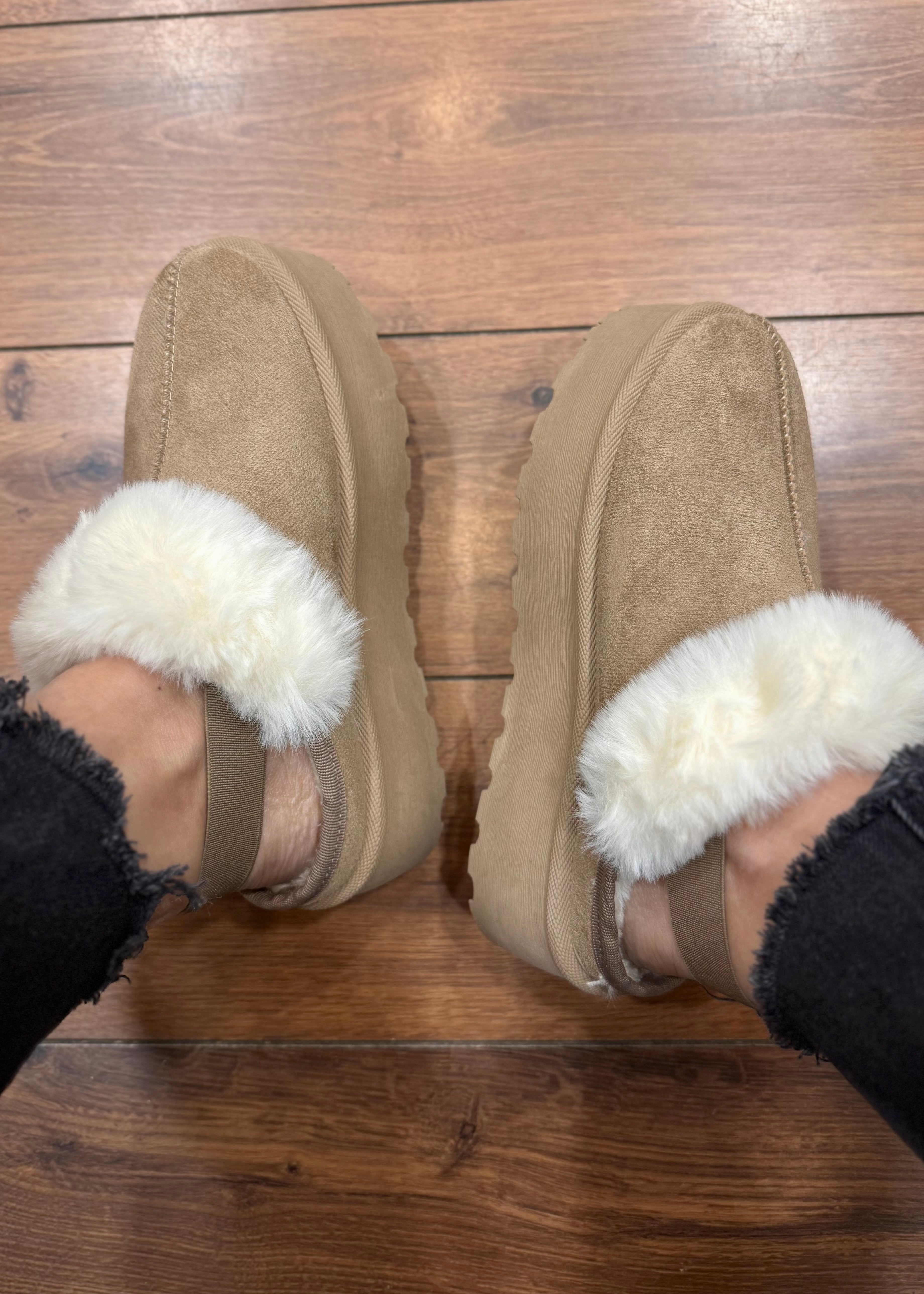 Chaussons platform Fur Beige L'adresse Corte