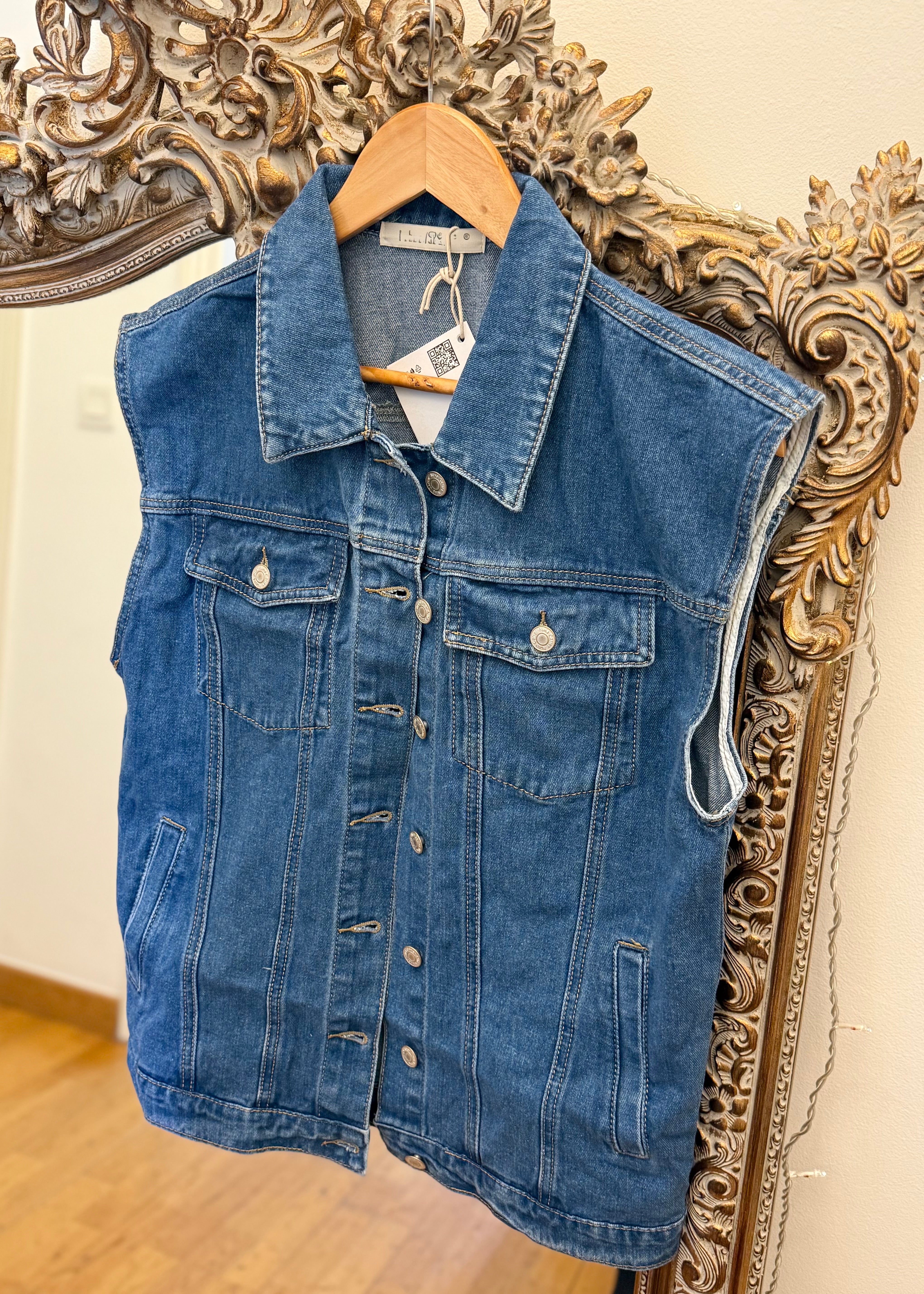 Veste sans manches ELLA Denim Bleu L'adresse Corte