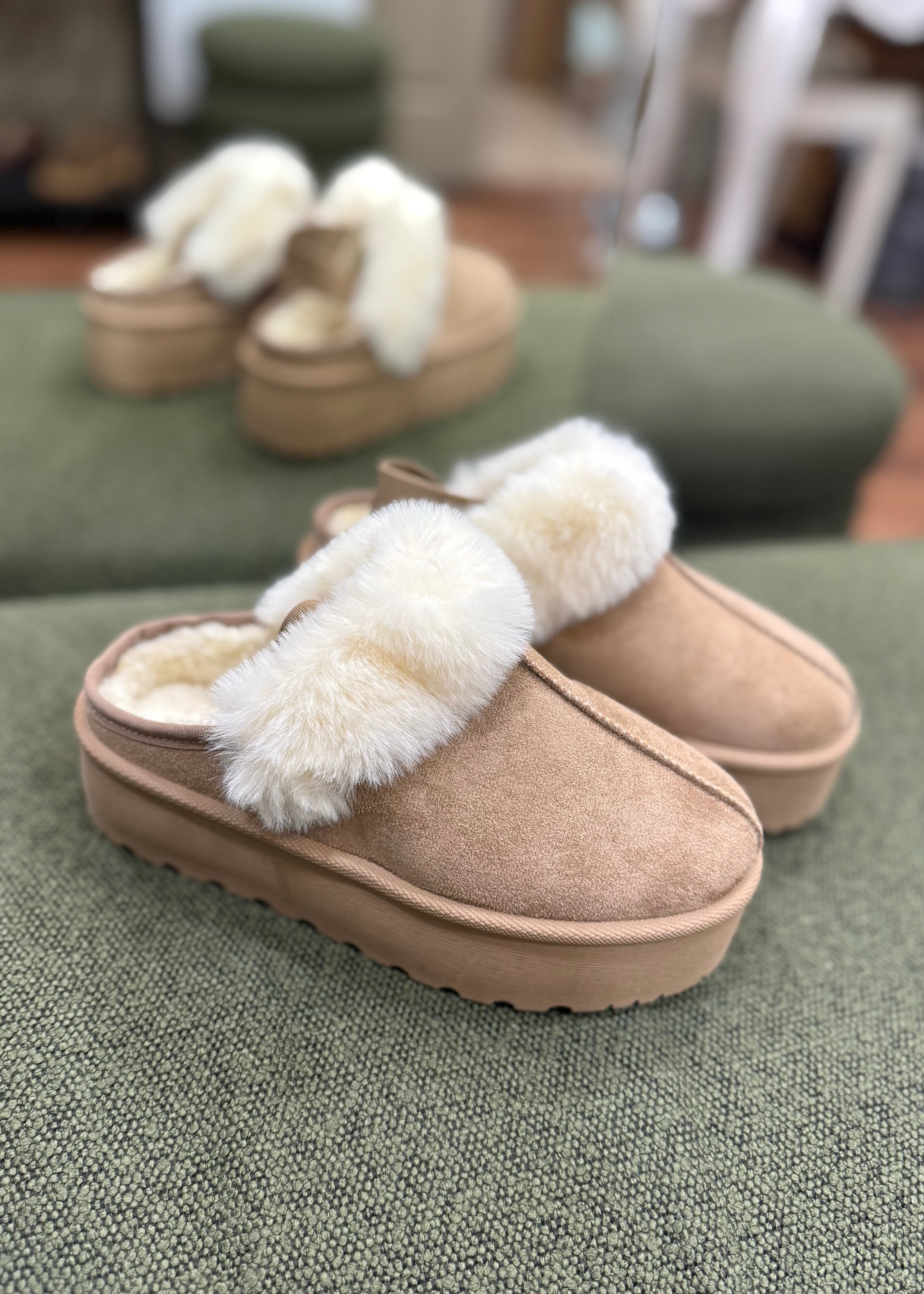 Chaussons platform Fur Beige L'adresse Corte