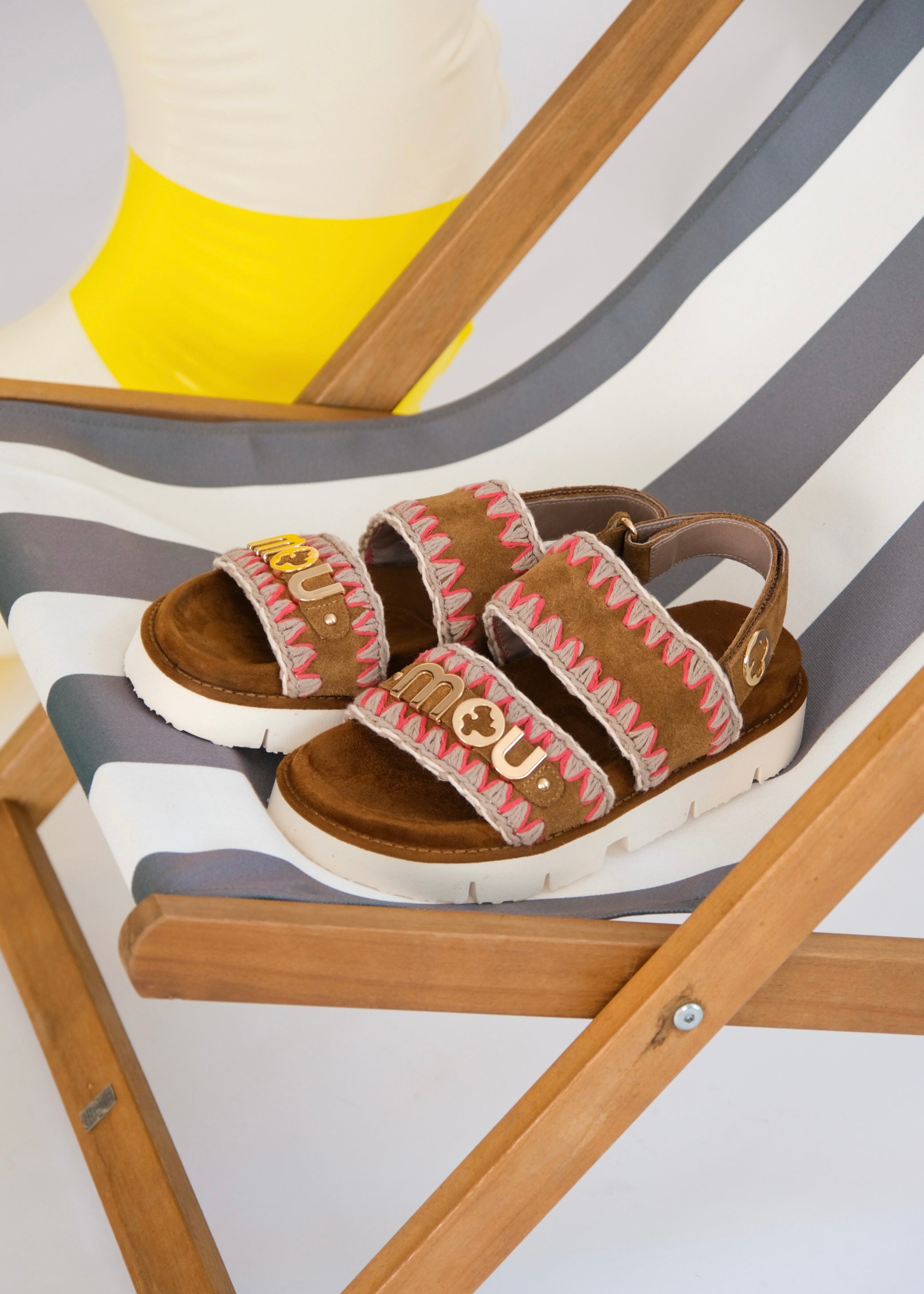 Sandales MOU bio overstitch Cognac Mou footwear