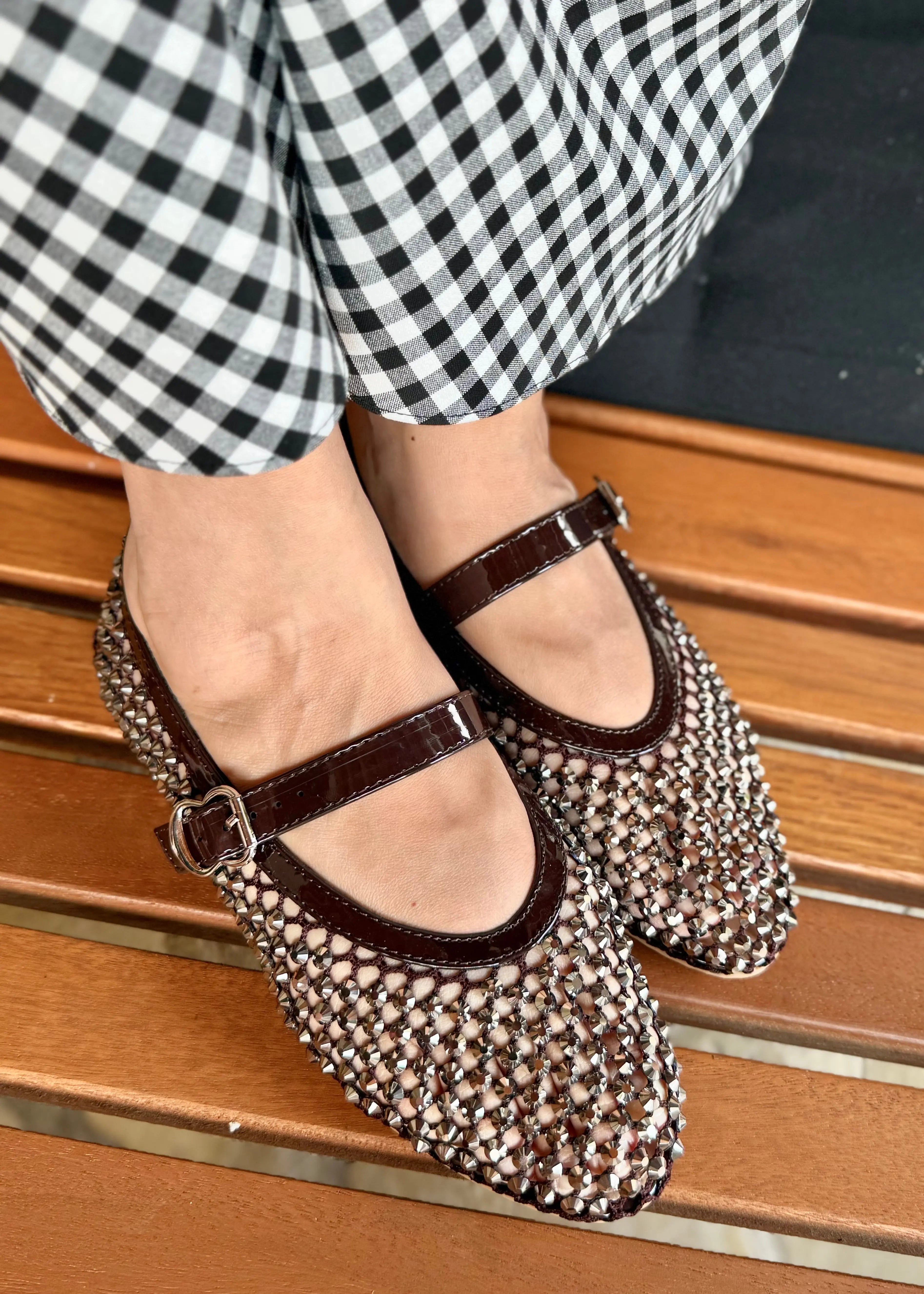 Ballerines NOA Brown/Strass L'adresse Corte