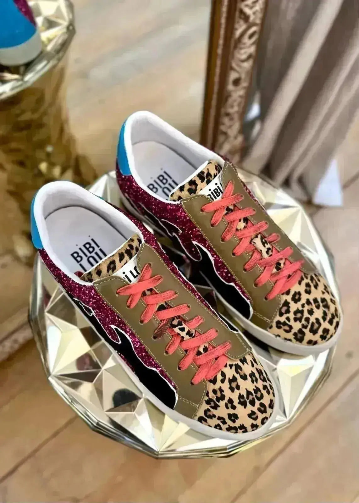 Baskets Bibi Lou Gamin Glitter/Léo print Bibi Lou