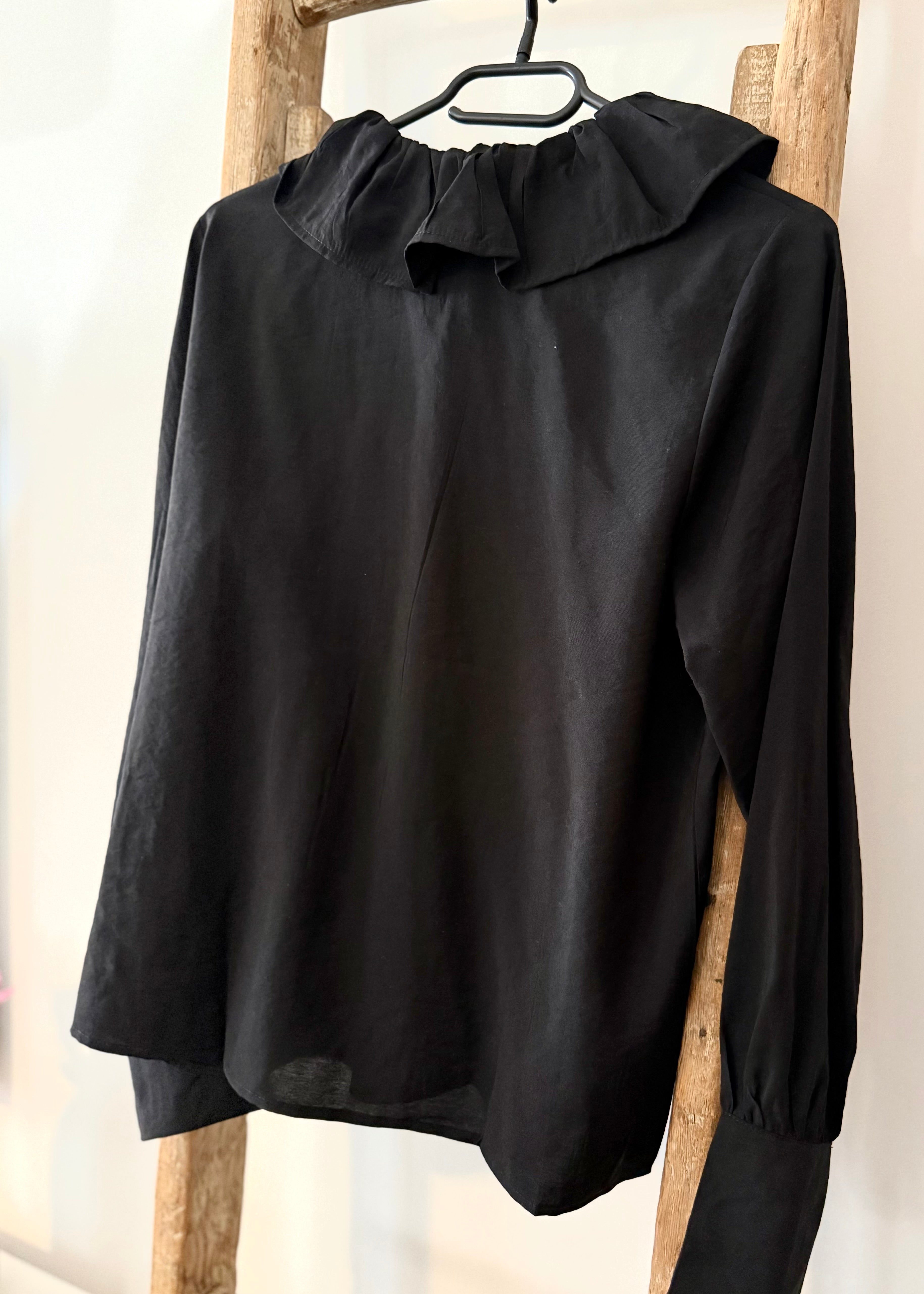 Chemise EVA, col volanté - Noir L'adresse Corte