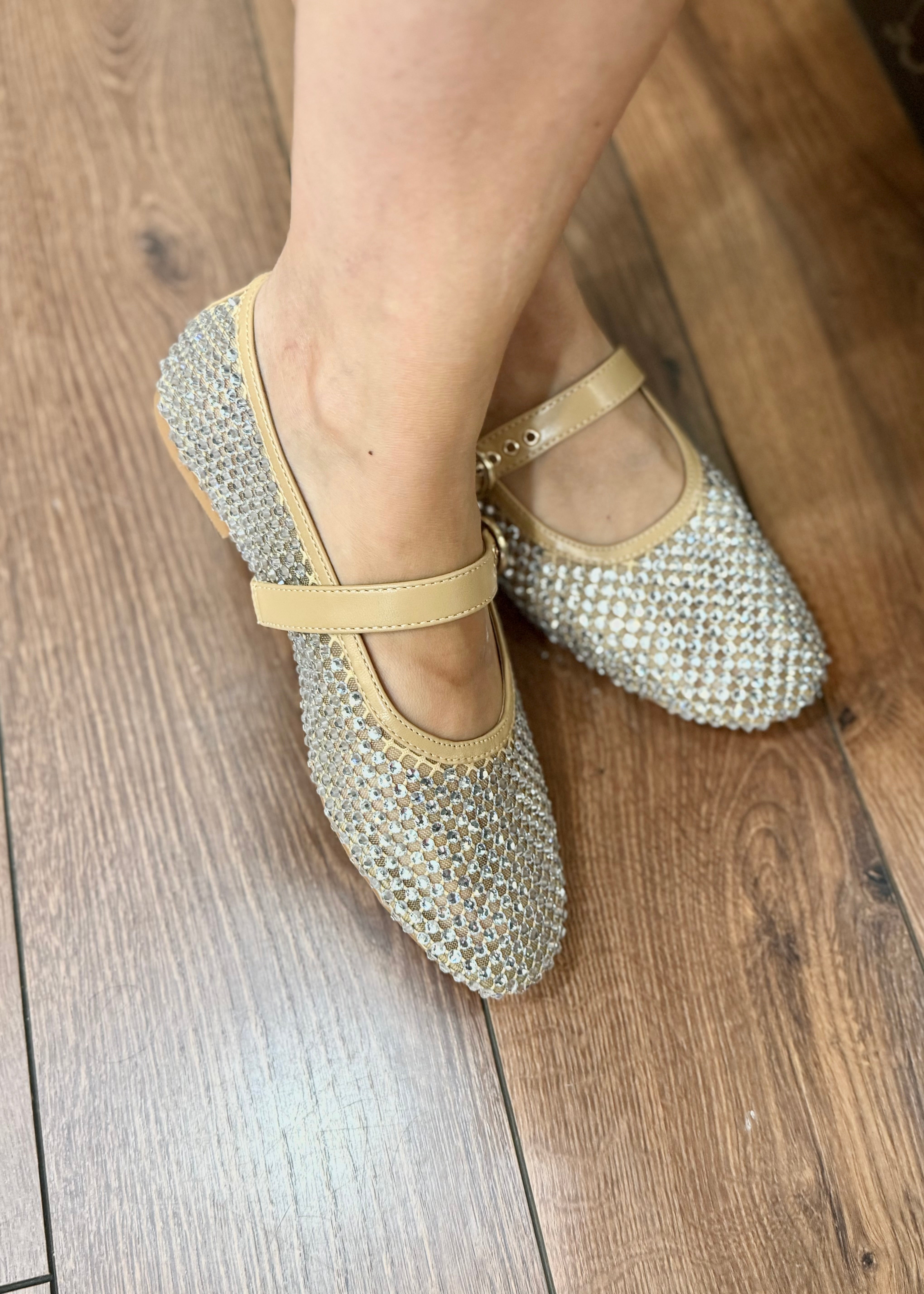 Ballerines Joa Beige et Strass - L'adresse Corte