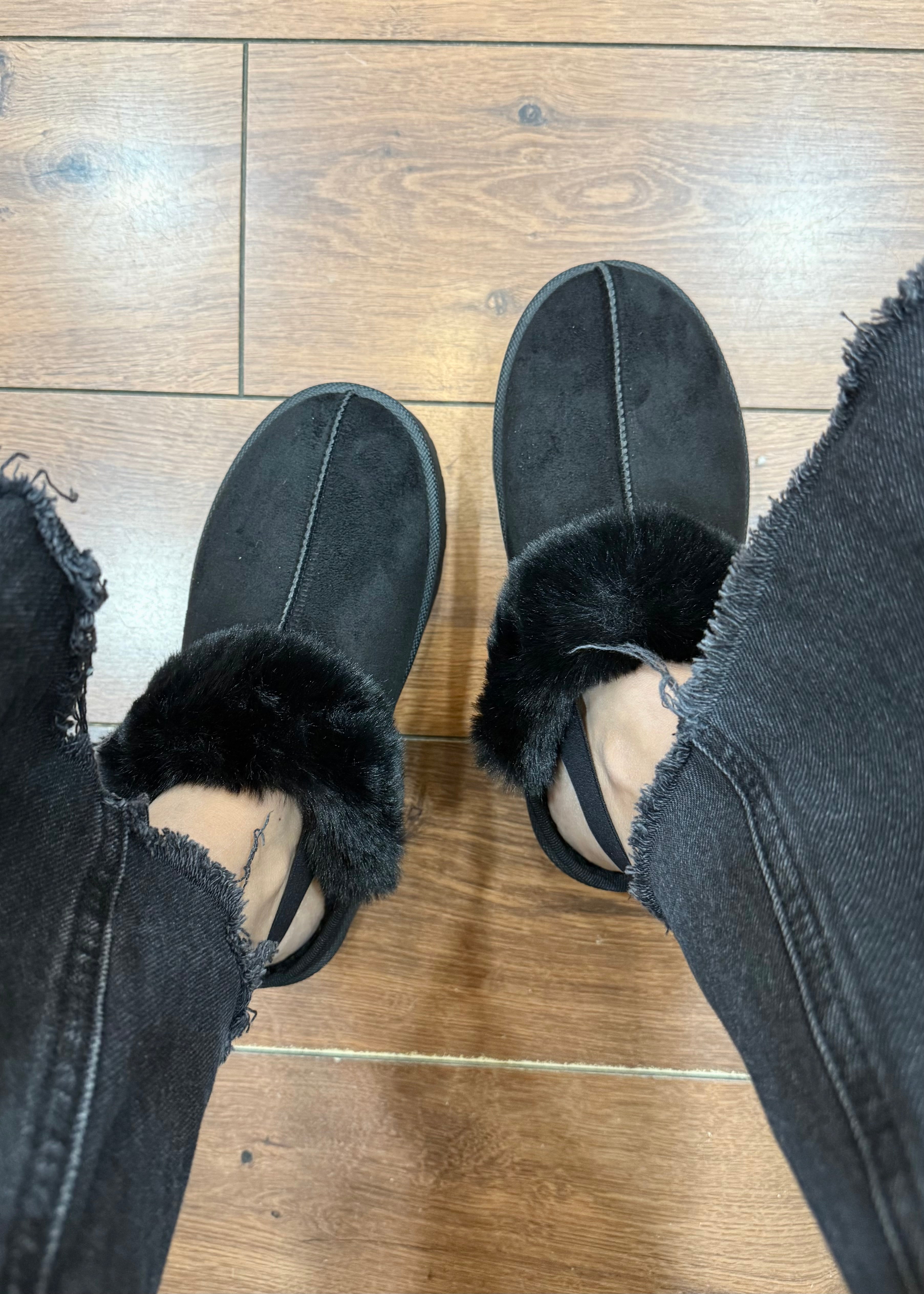 Chaussons platform Fur Black L'adresse Corte