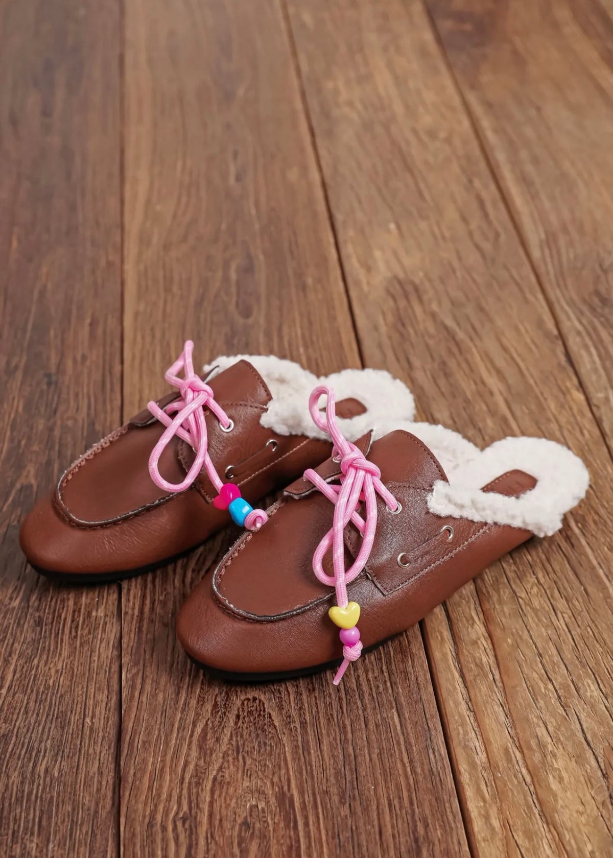 Mules fourrées simili Cognac