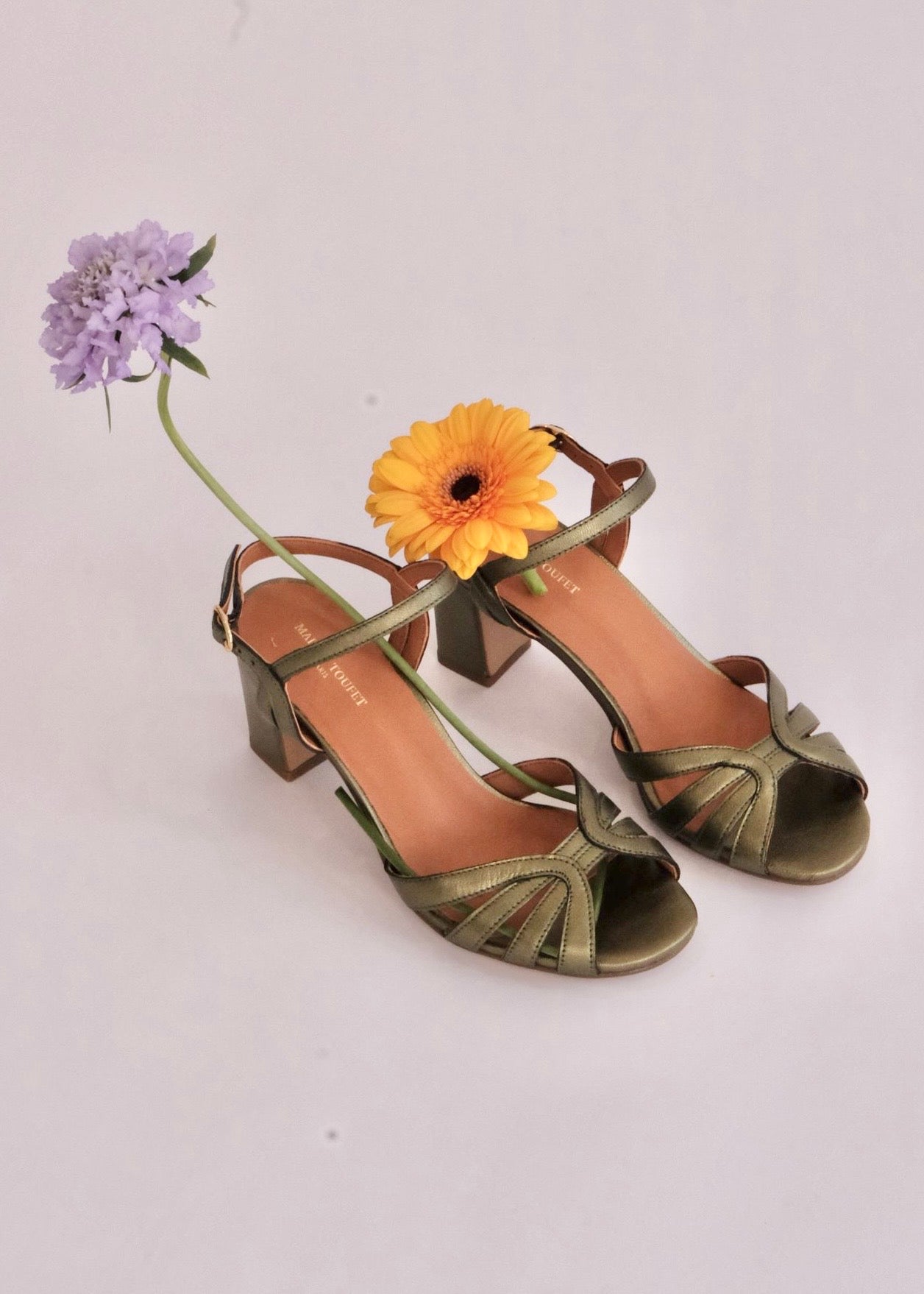 Sandales Maison Toufet Viviane kaki métal Maison Toufet