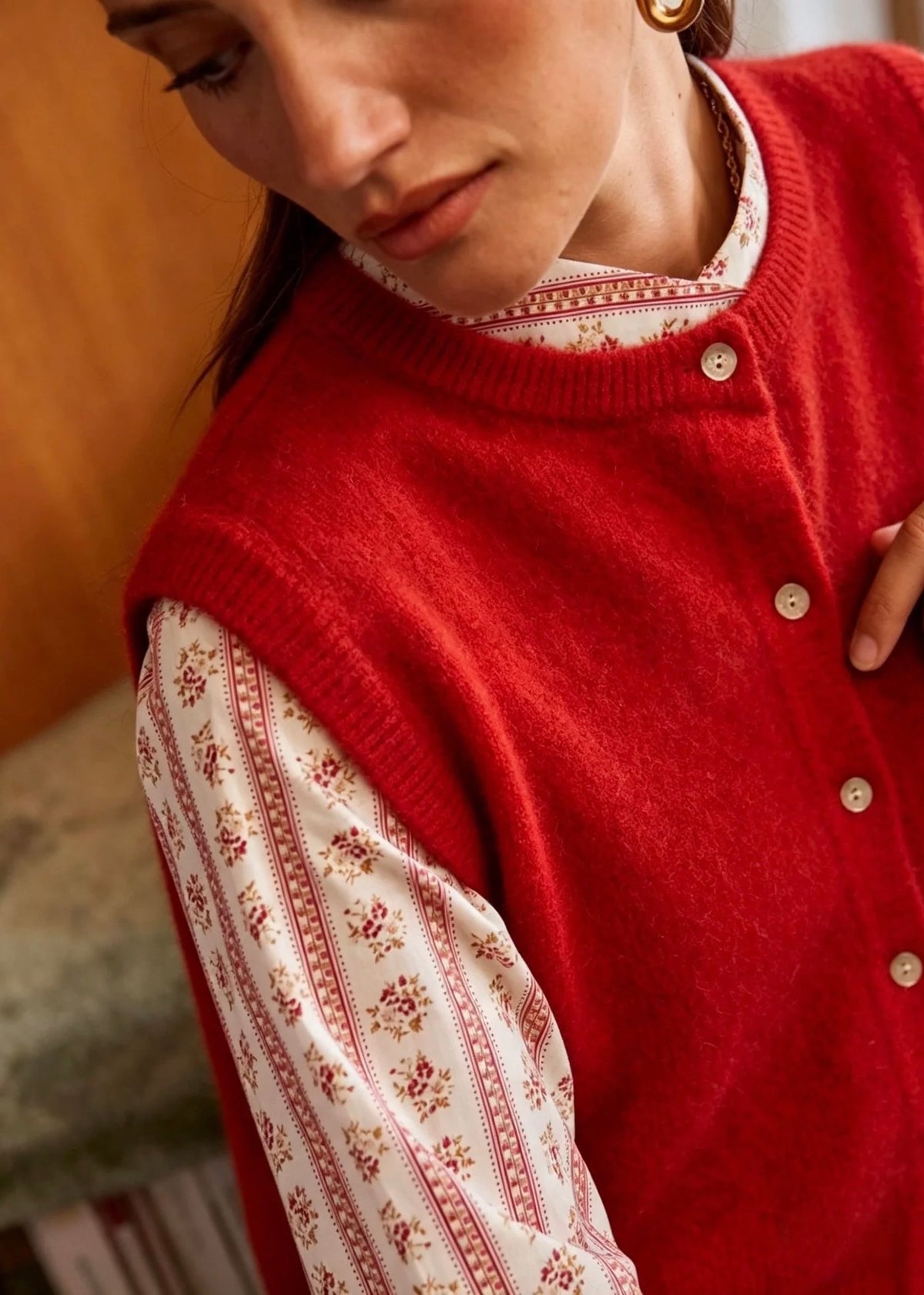 Gilet maille Talullah - sans manches Rouge