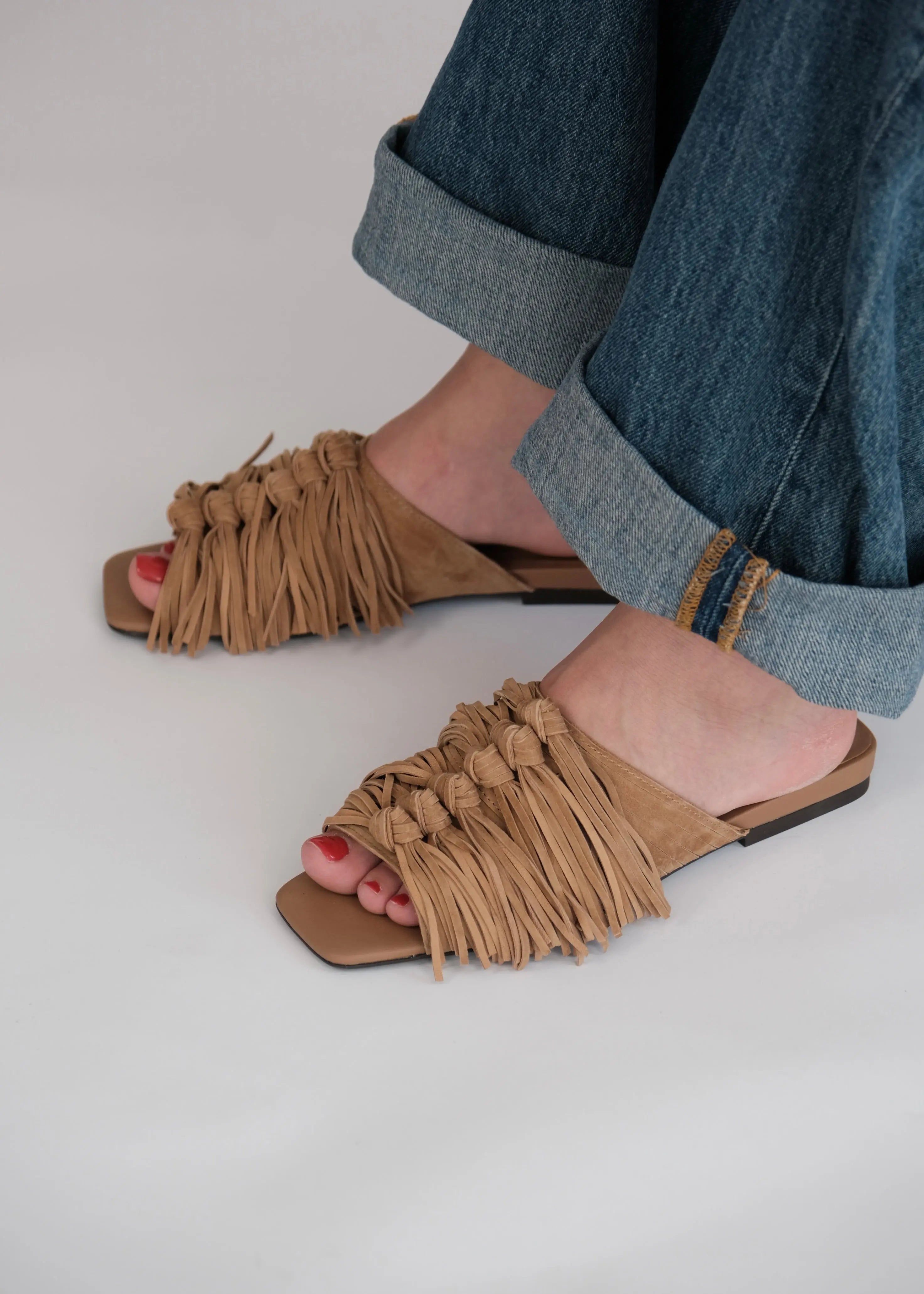 Mules Ash Brigitte Moka fringe Ash