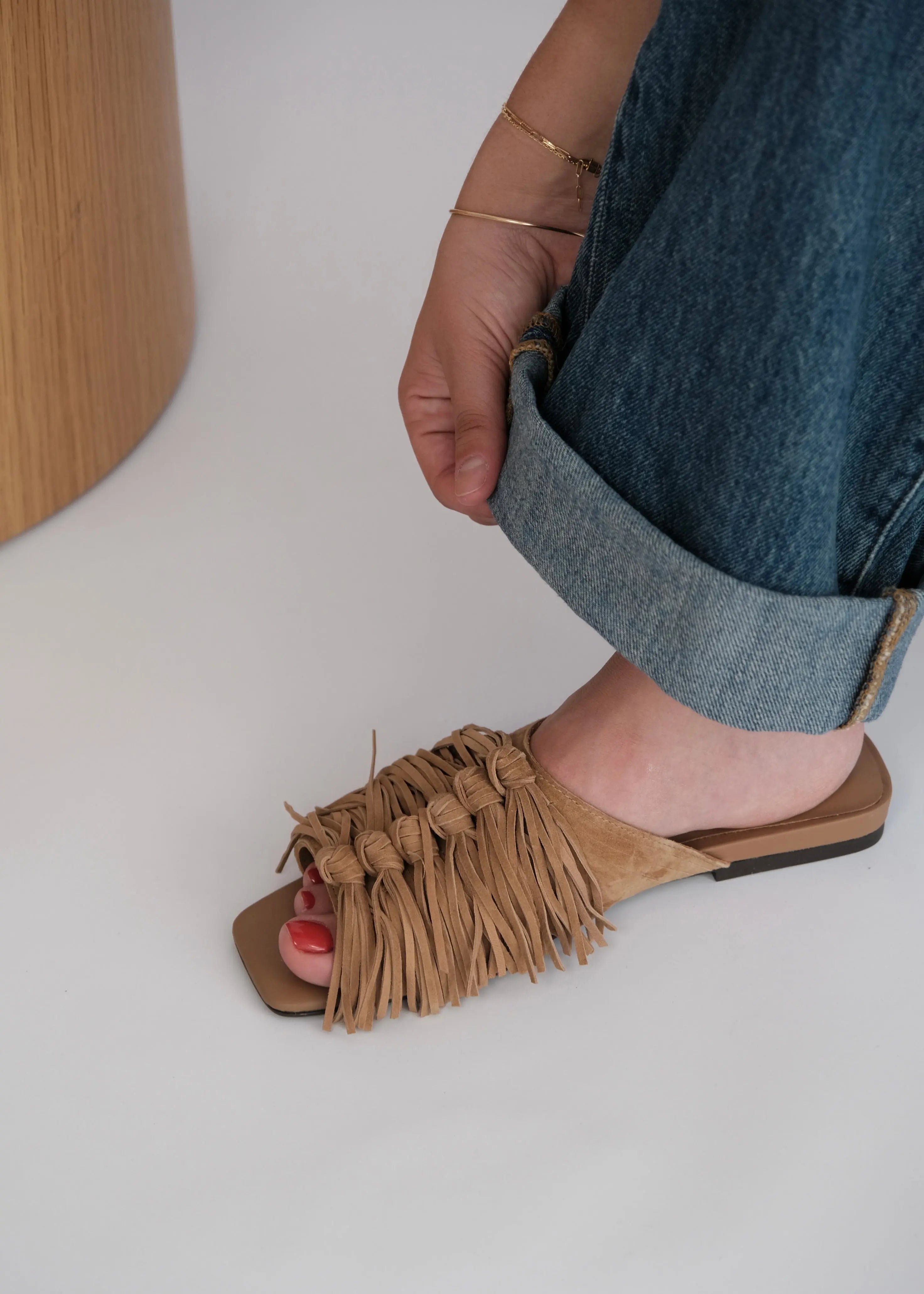 Mules Ash Brigitte Moka fringe Ash