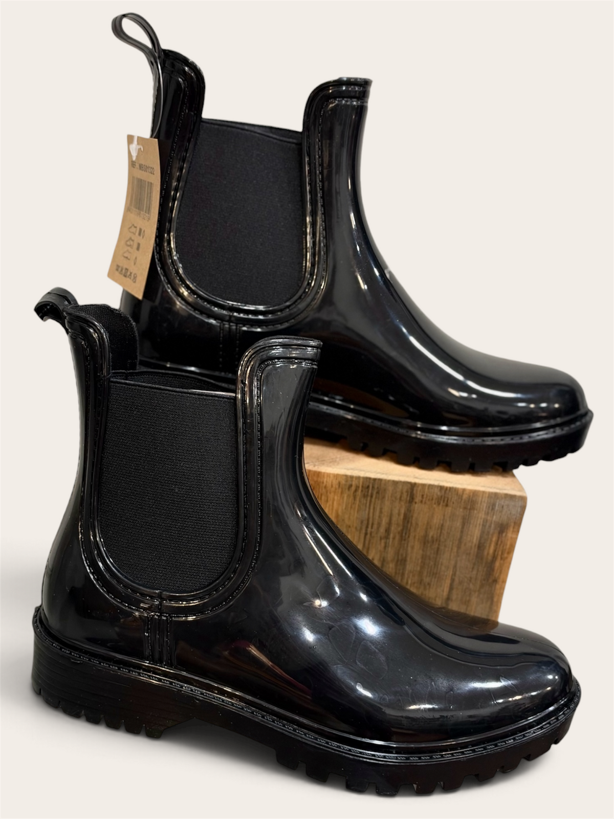 Bottes de pluie courtes Noir brillant - L'adresse Corte