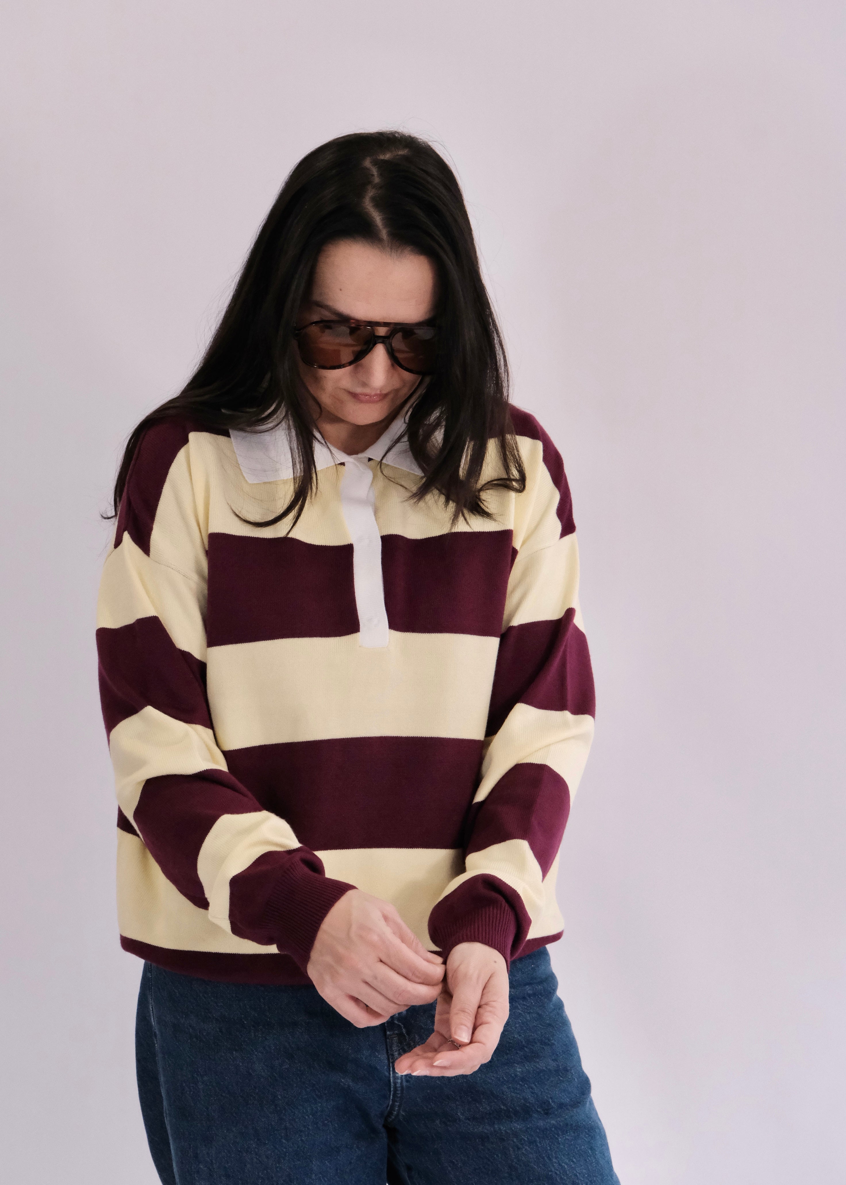 Polo rayé bordeaux/jaune ALEX L'adresse Corte