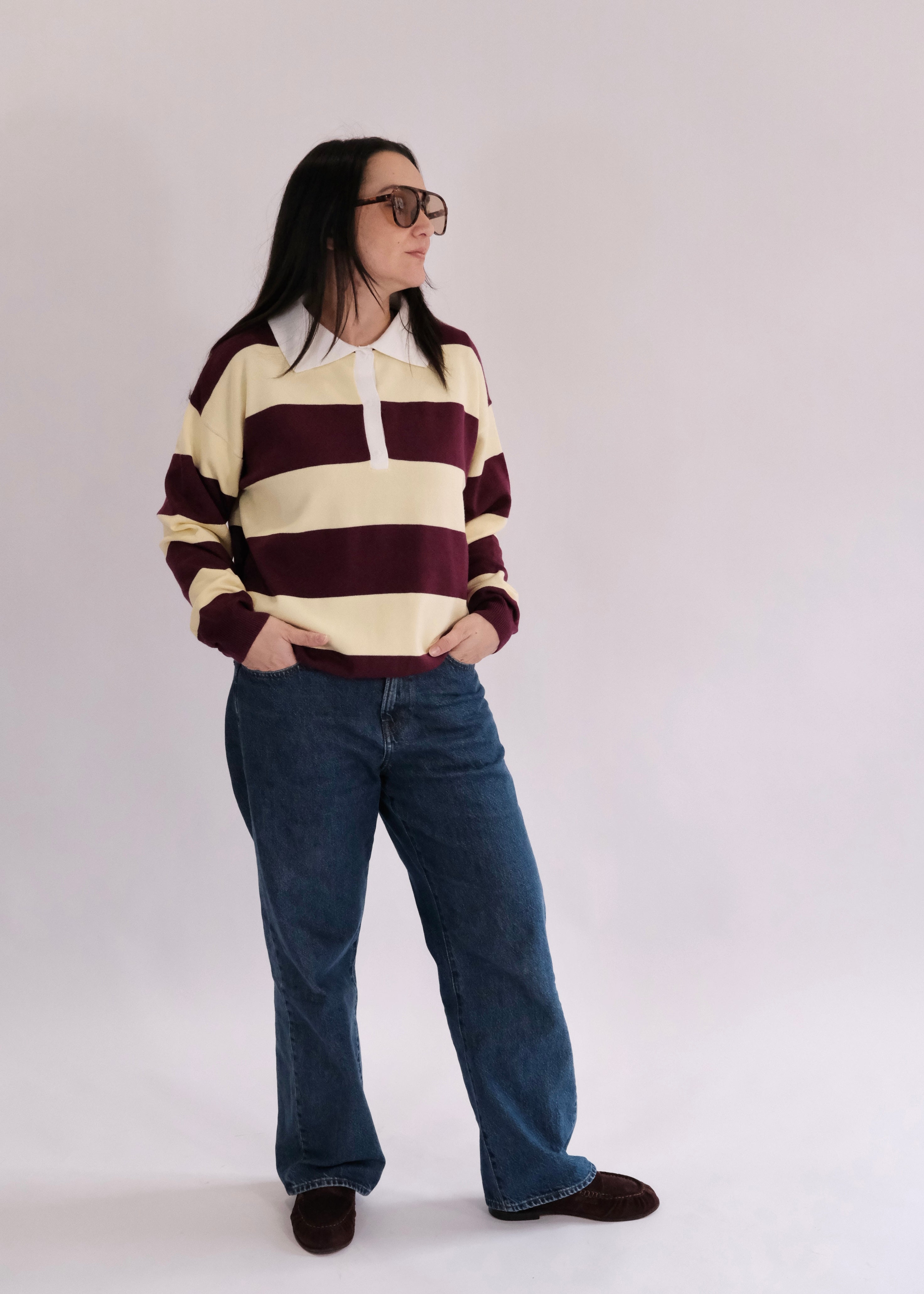 Polo rayé bordeaux/jaune ALEX L'adresse Corte