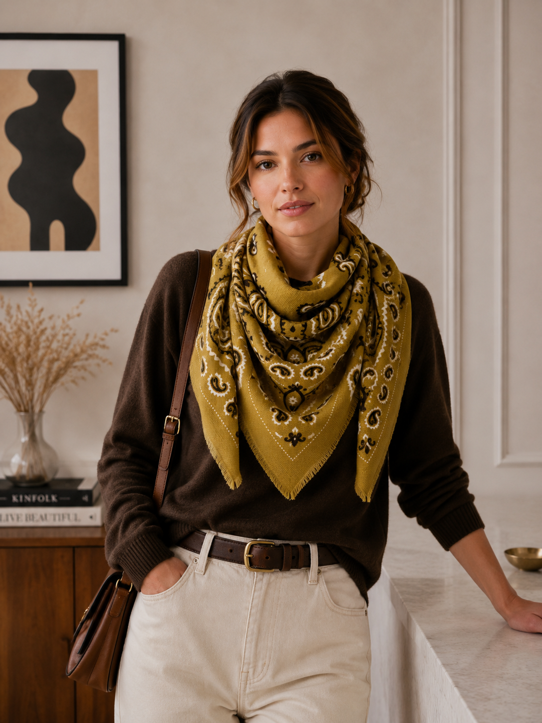 Écharpe bandana K21 Carré Lainé - L'adresse Corte
