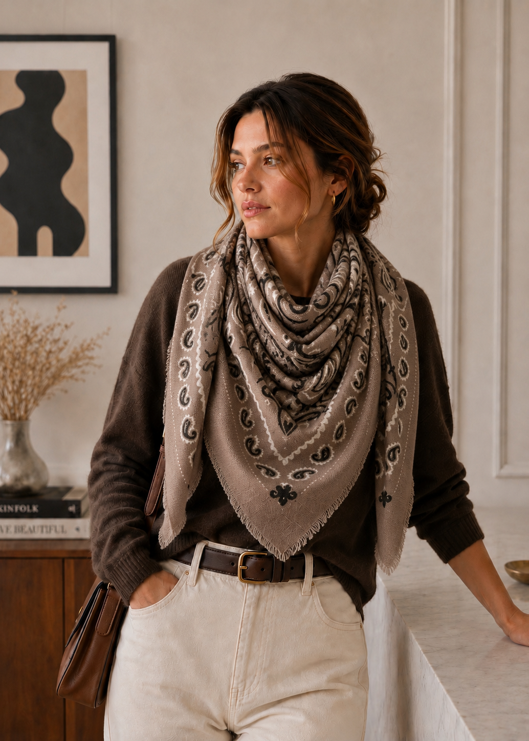 LINETA - K21 Grand Carré Lainé Bandana - L'adresse Corte