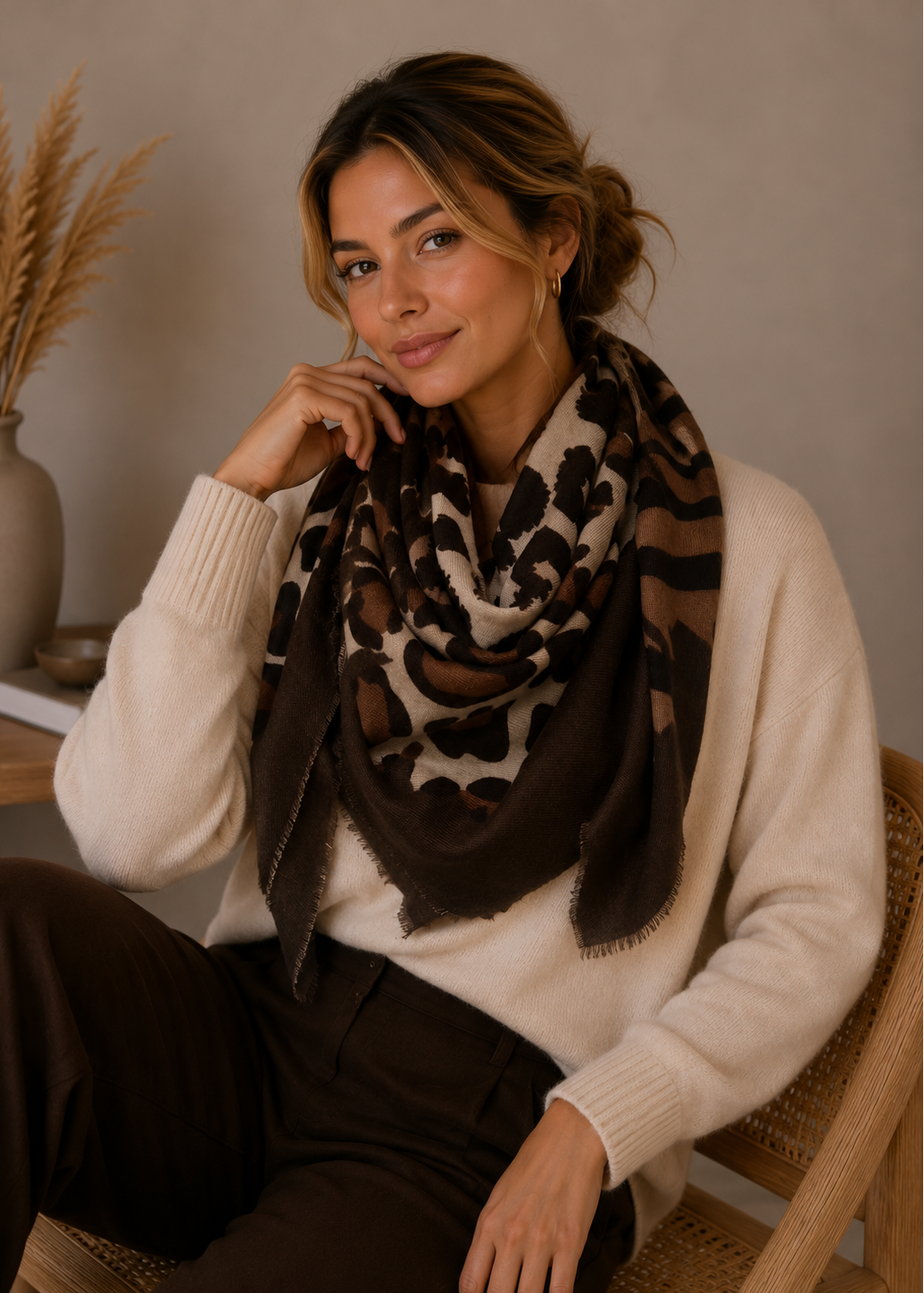 maxi foulard 110cm imprimé léopard
