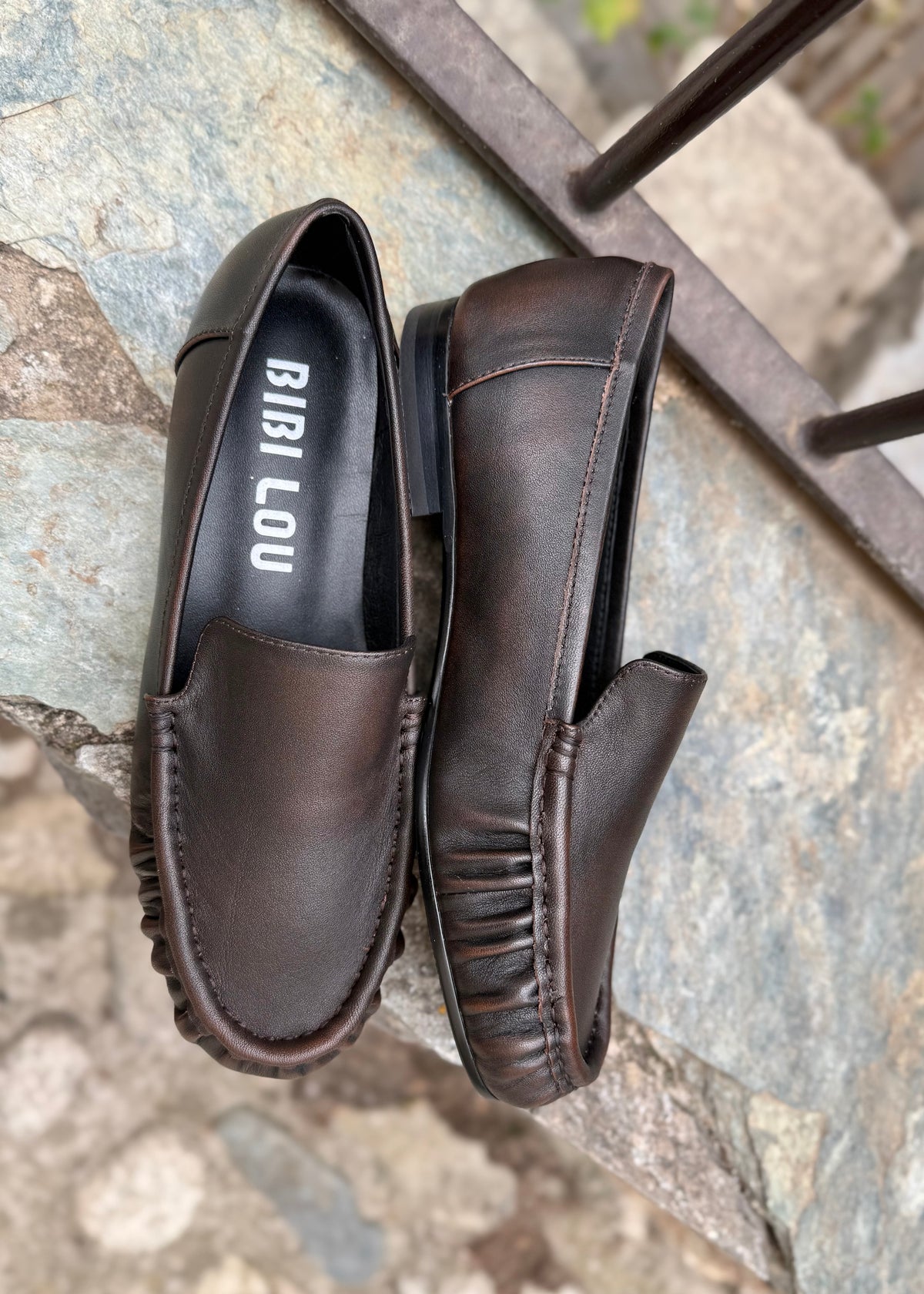 MOCASSINS BIBI LOU LYSA CUIR VINTAGE MARRON