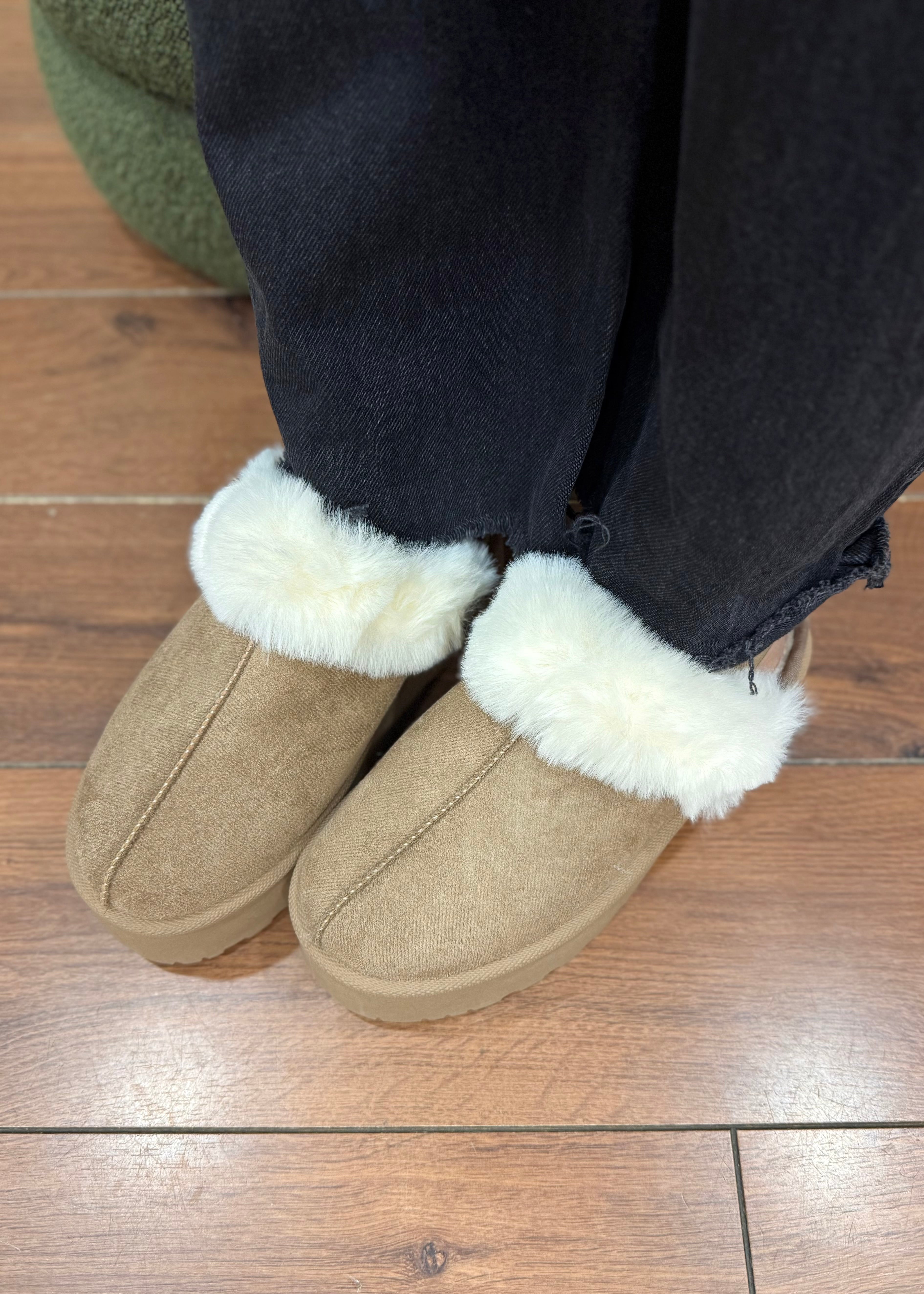 Chaussons platform Fur Beige L'adresse Corte