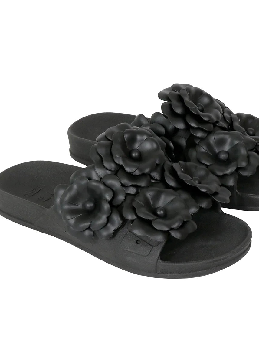 Sandales Cacatoès Camélia noir - L'adresse Corte 