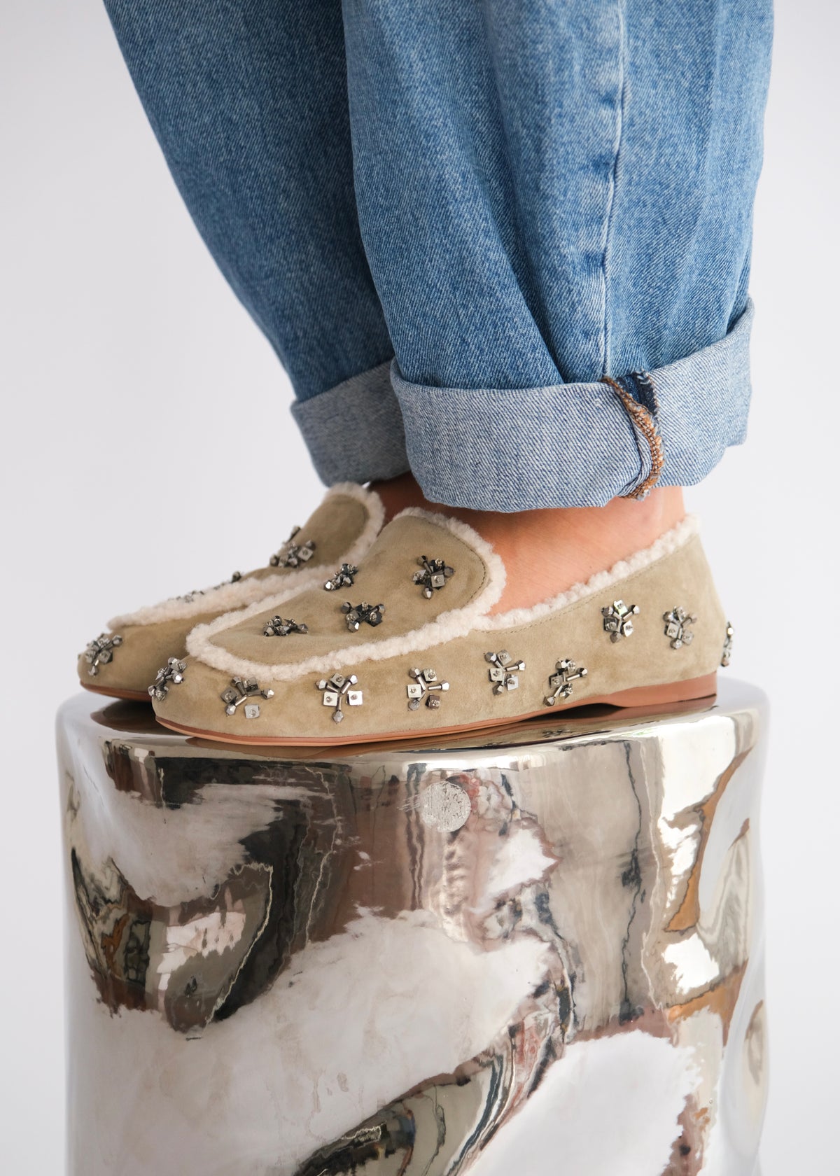 Mocassins Lola Cruz Nivea dune fur - L'adresse Corte 
