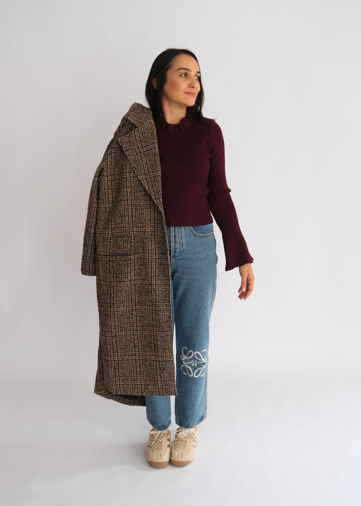 Manteau oversized à carreaux - Marron - L'adresse Corte 