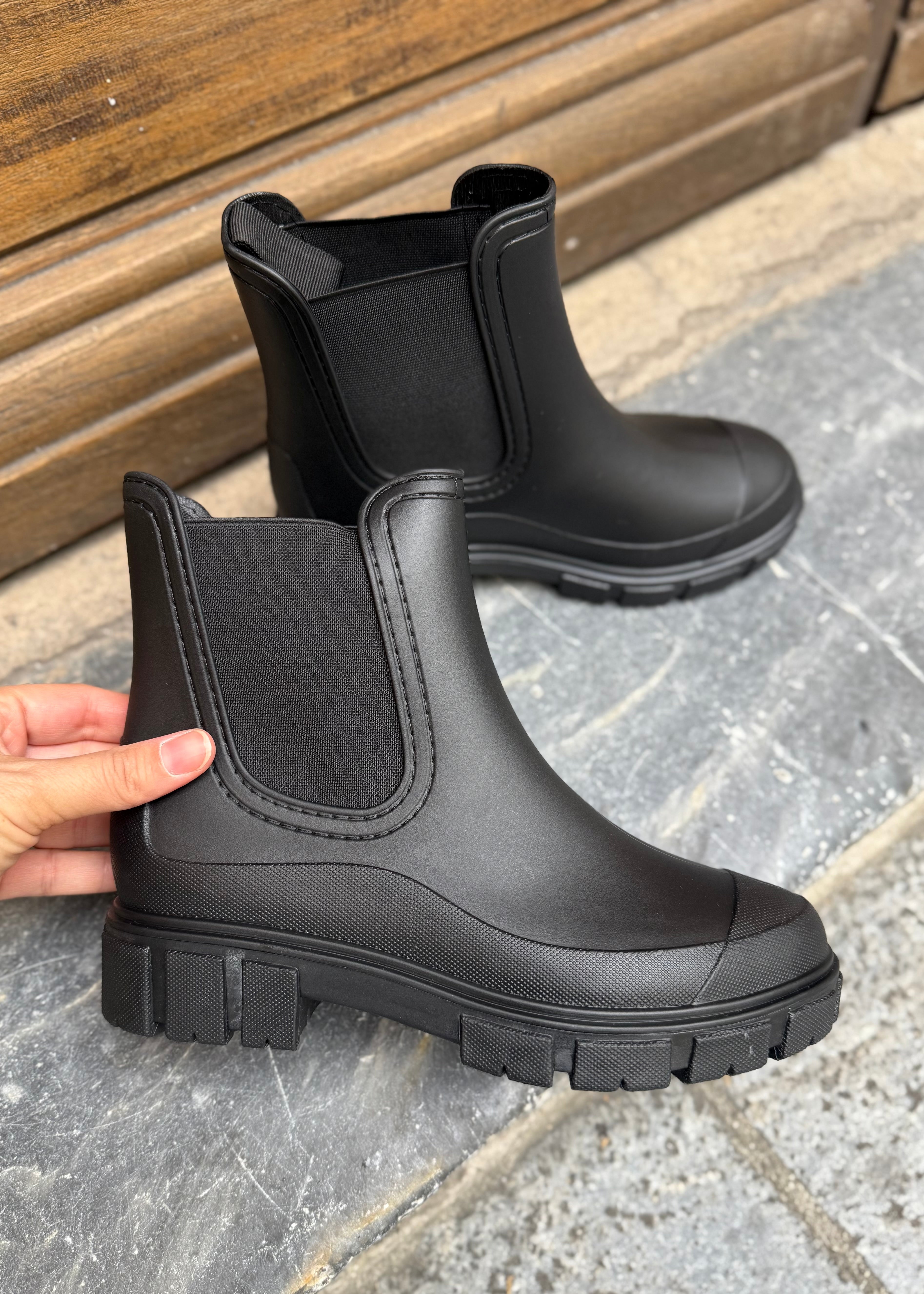 Bottines de pluie chelsea Noir L'adresse Corte