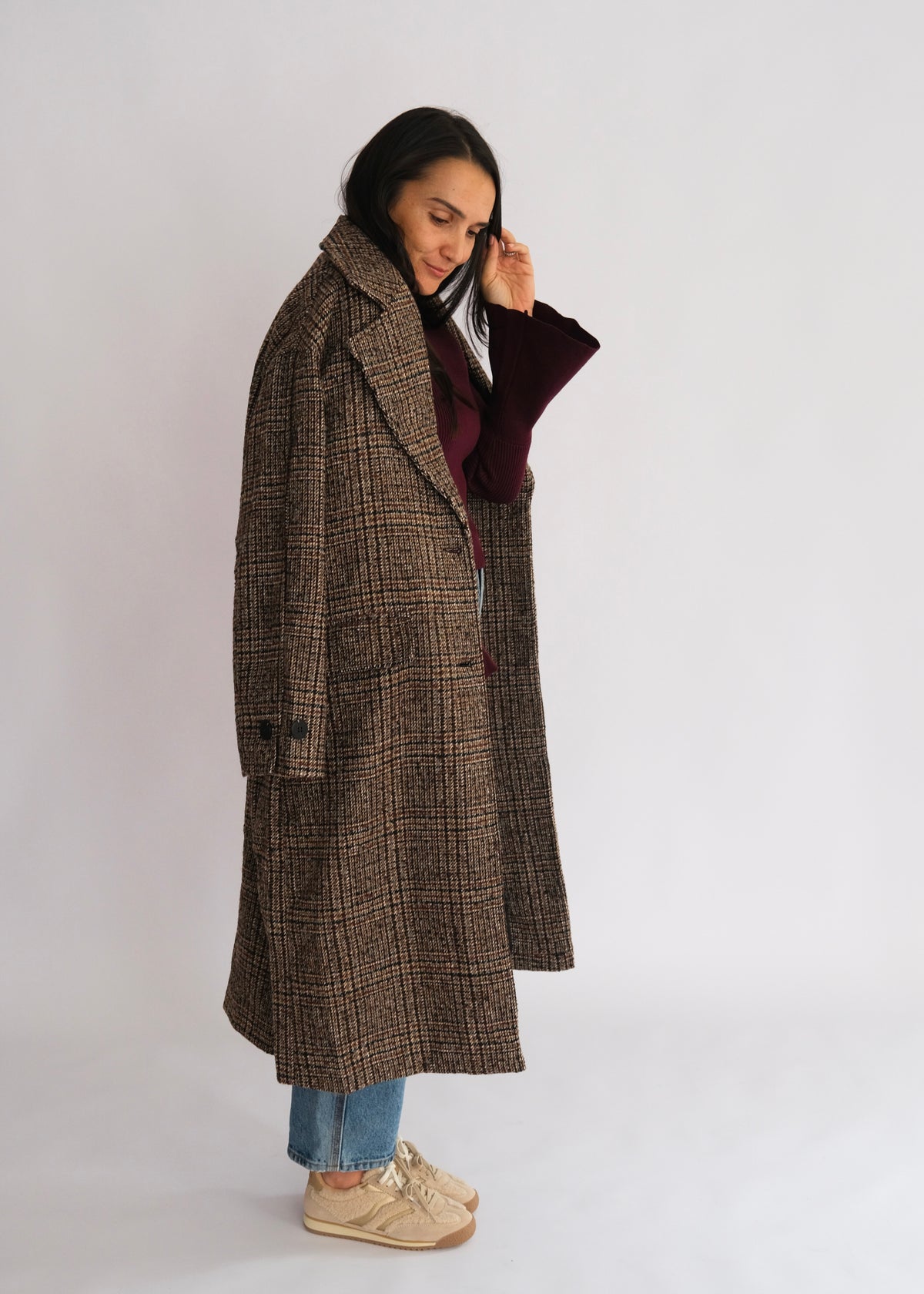 Manteau oversized à carreaux - Marron - L'adresse Corte 