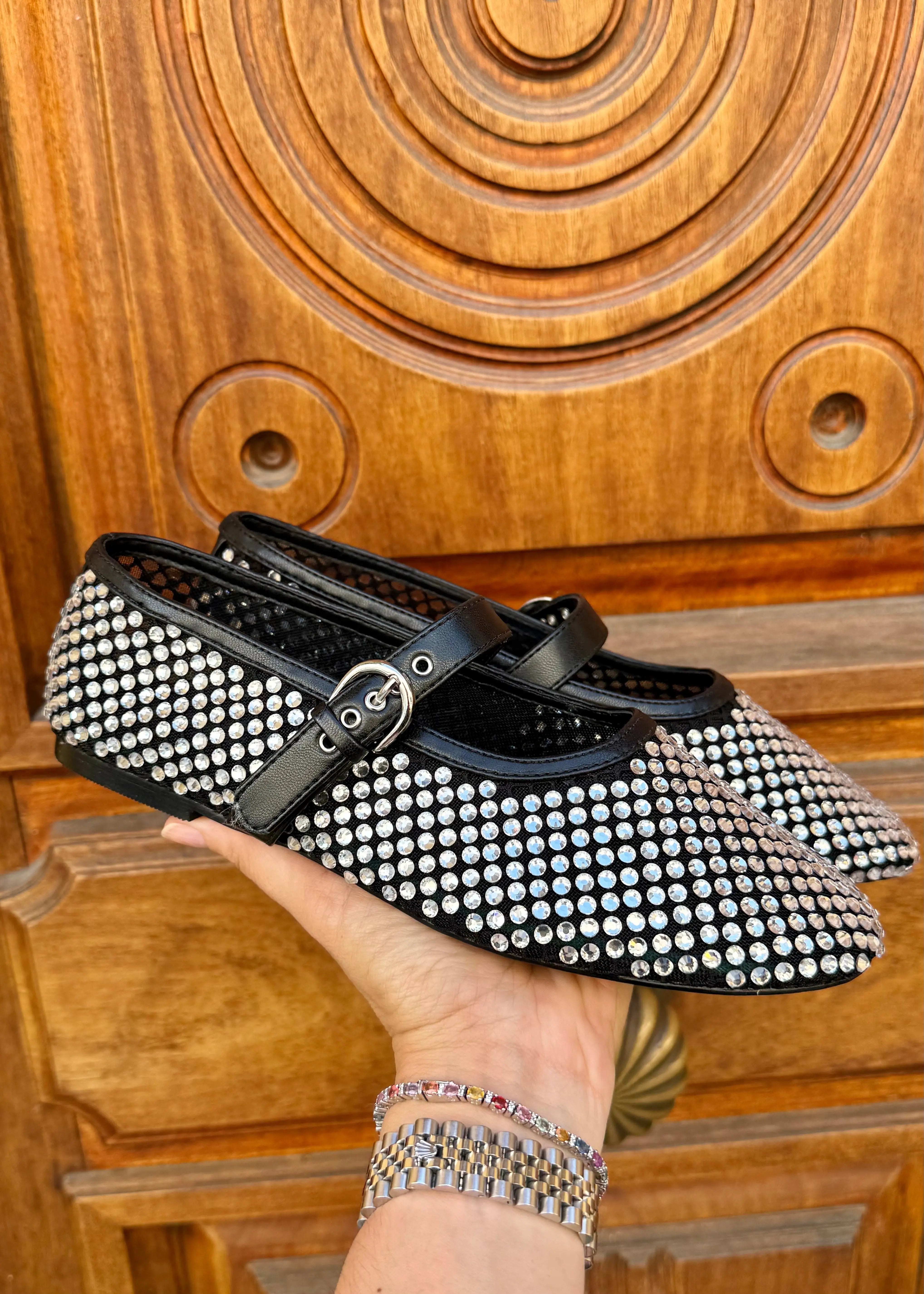 Ballerines Joa Noir et Strass L'adresse Corte