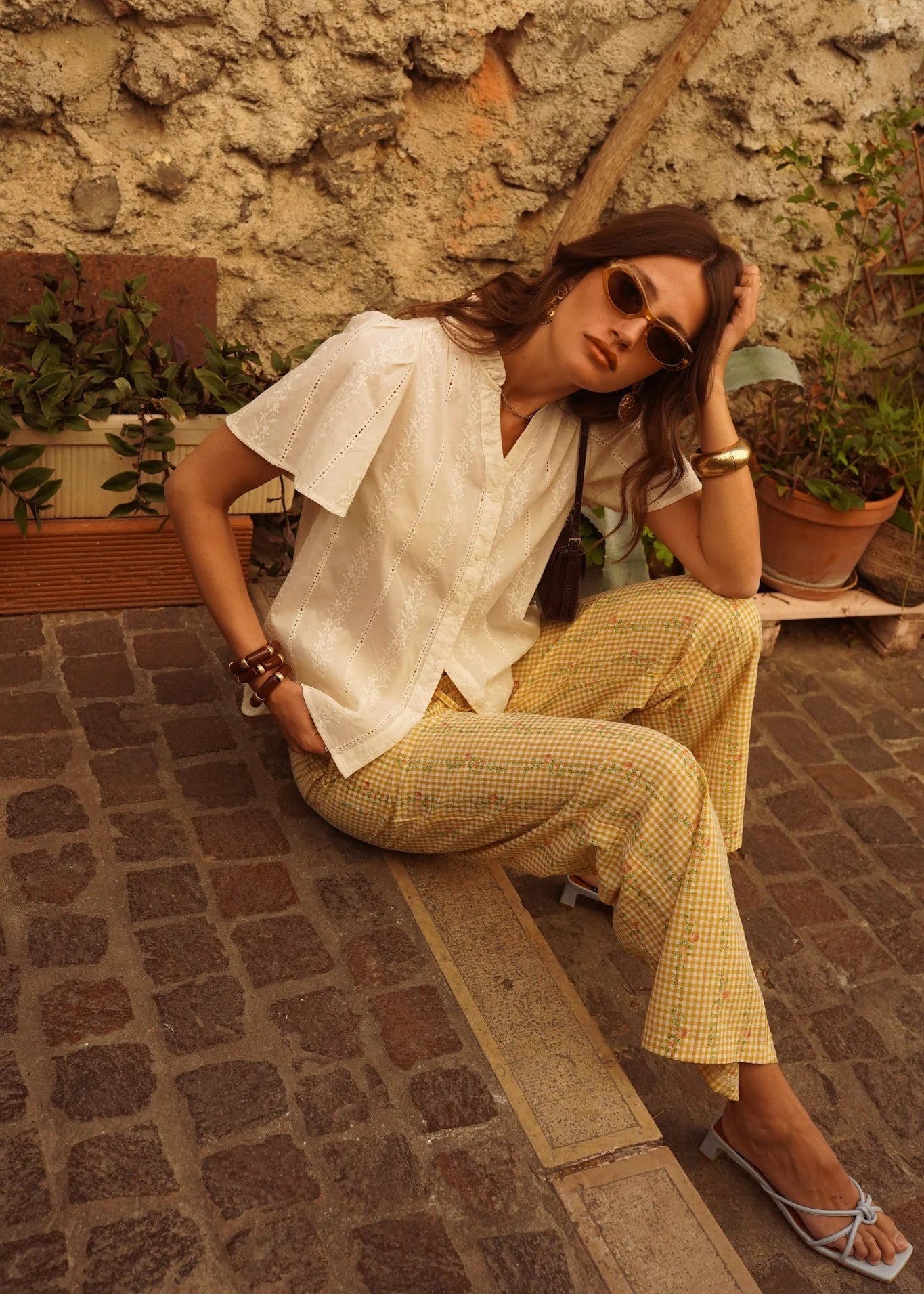 Blouse Paloma broderies écru L'adresse Corte