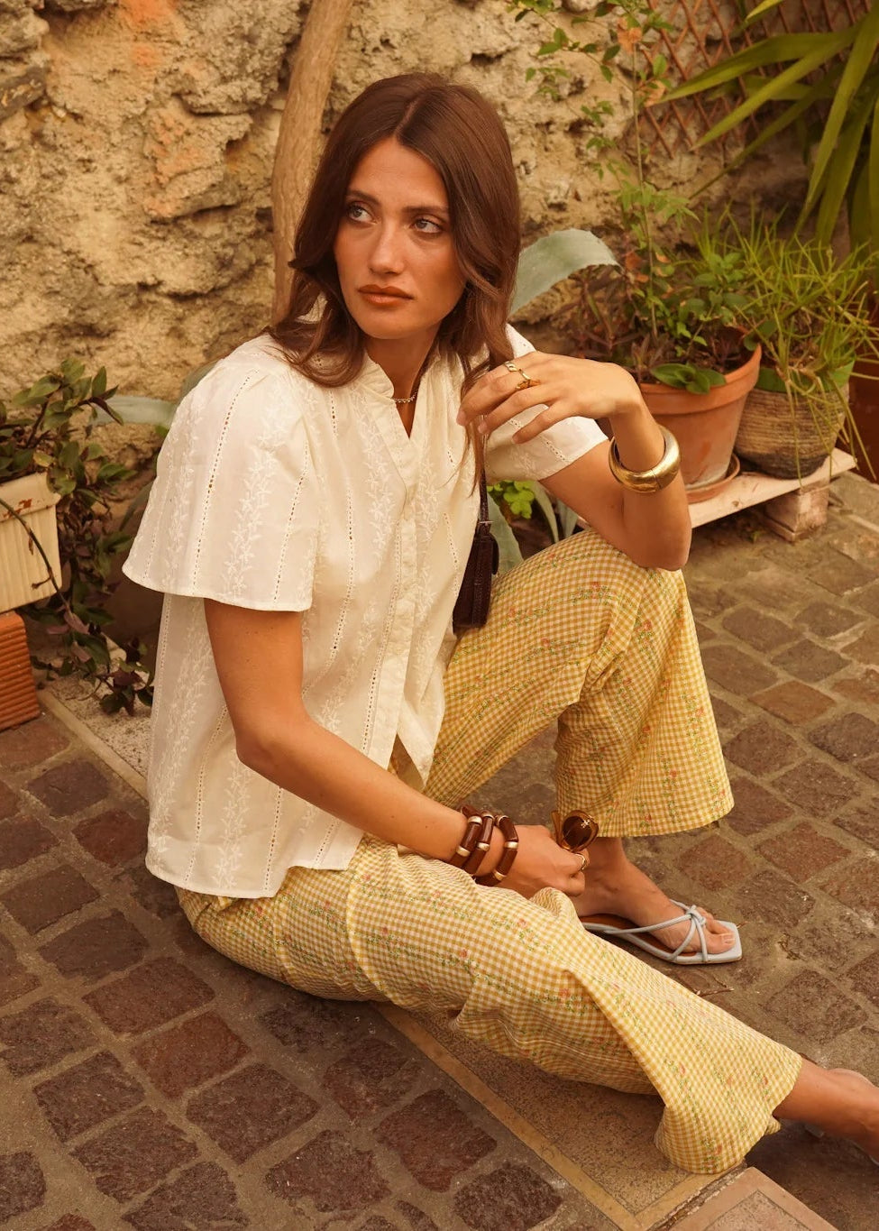 Blouse Paloma broderies écru L'adresse Corte