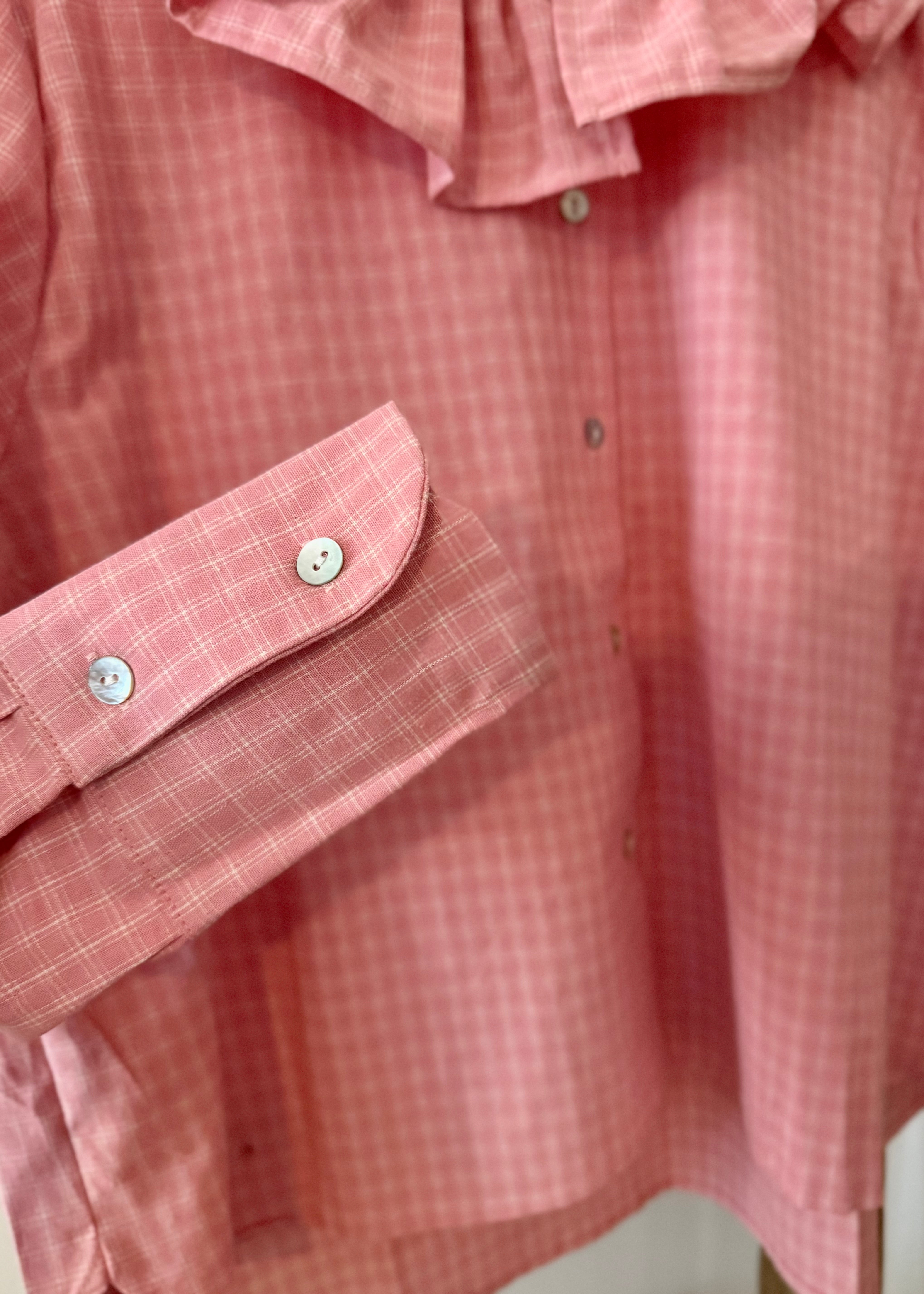 Blouse à rayures LINA, col volanté - Rose L'adresse Corte