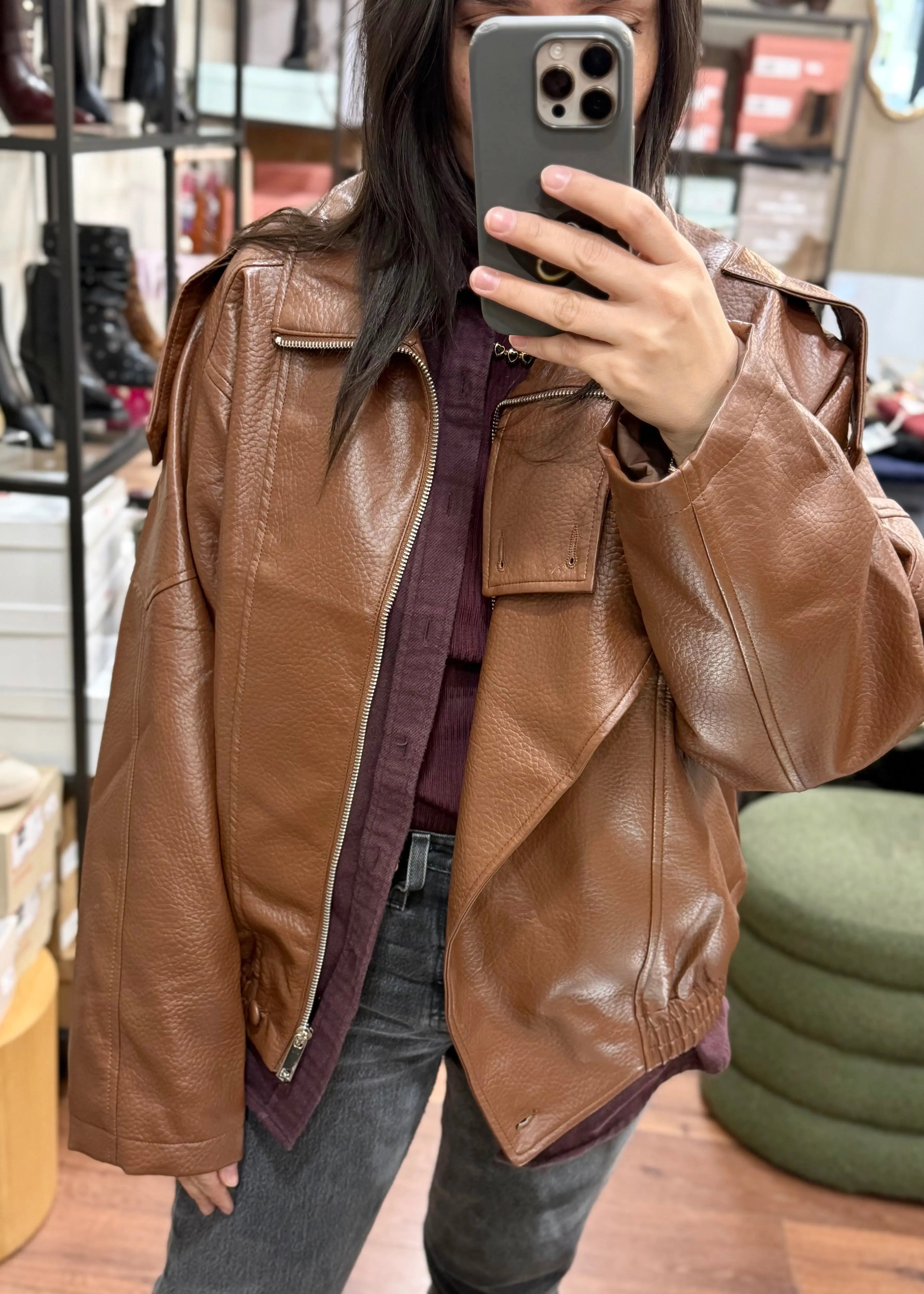 Blouson oversized FOLY Cognac L'adresse Corte