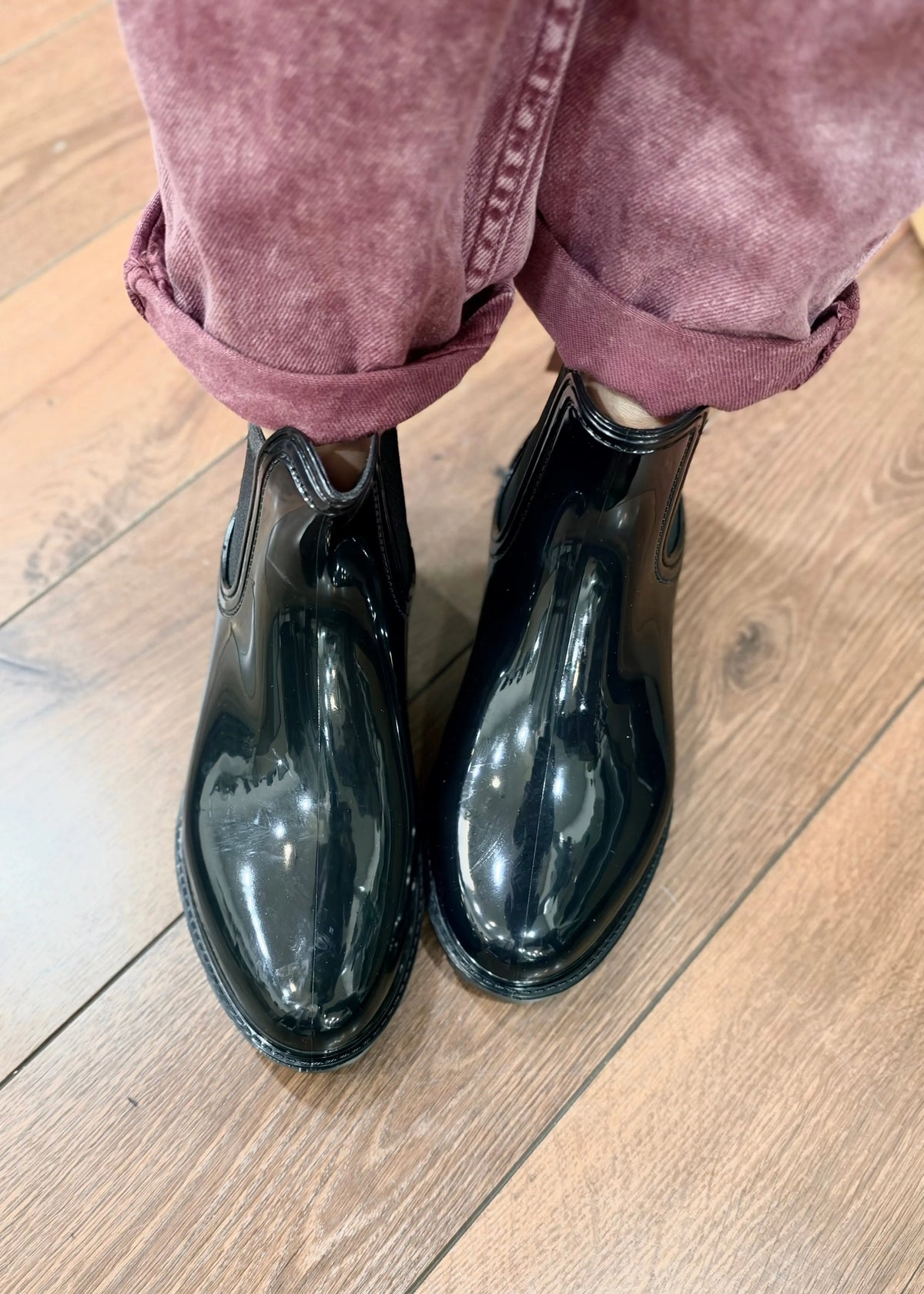 Bottes de pluie courtes Noir brillant L'adresse Corte
