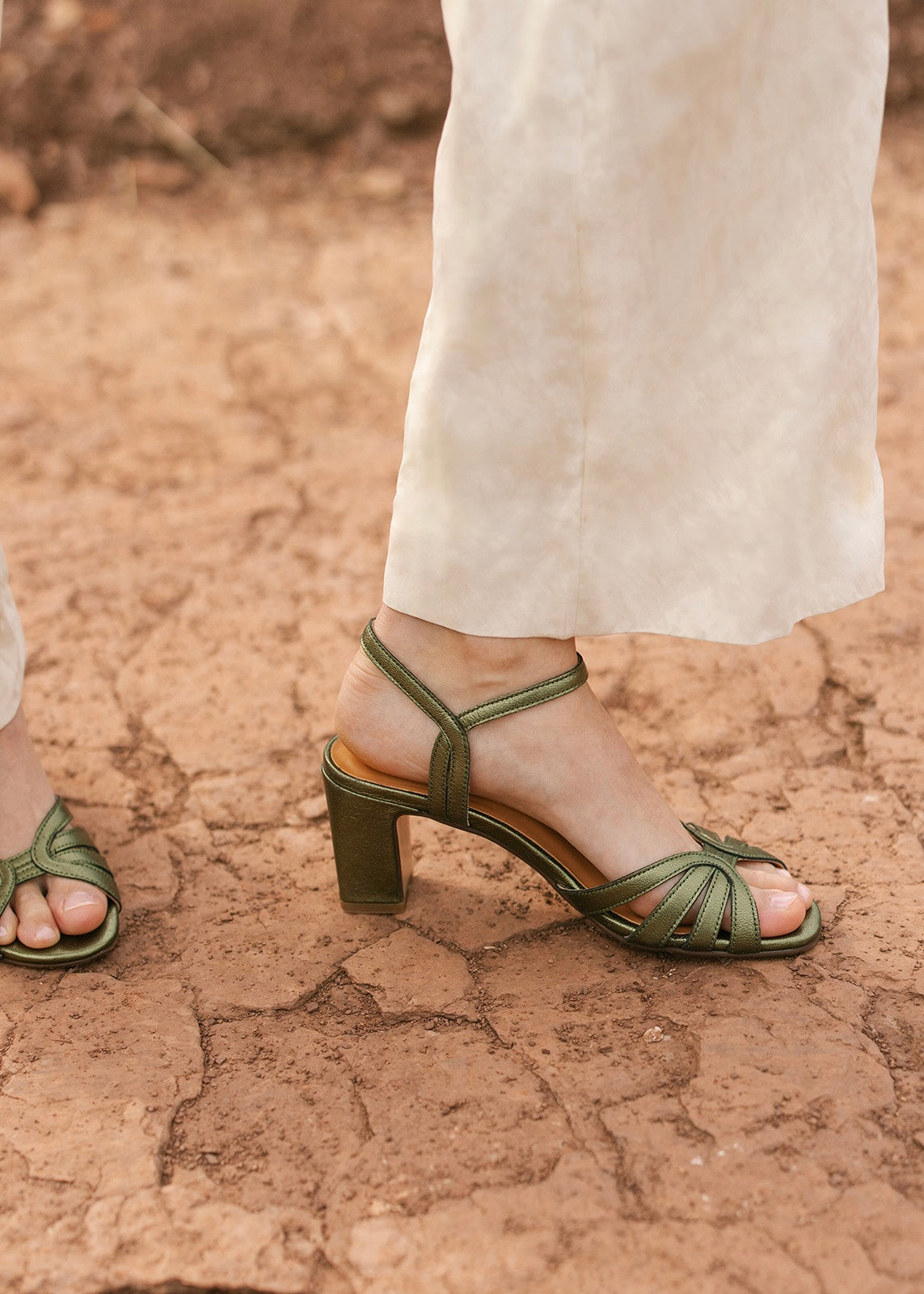 Sandales Maison Toufet Viviane kaki métal Maison Toufet