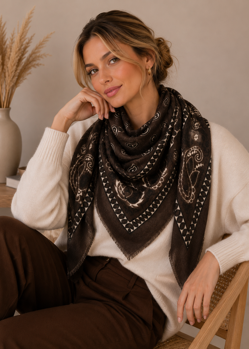 Foulard maxi carré K27 Paisley - L'adresse Corte 