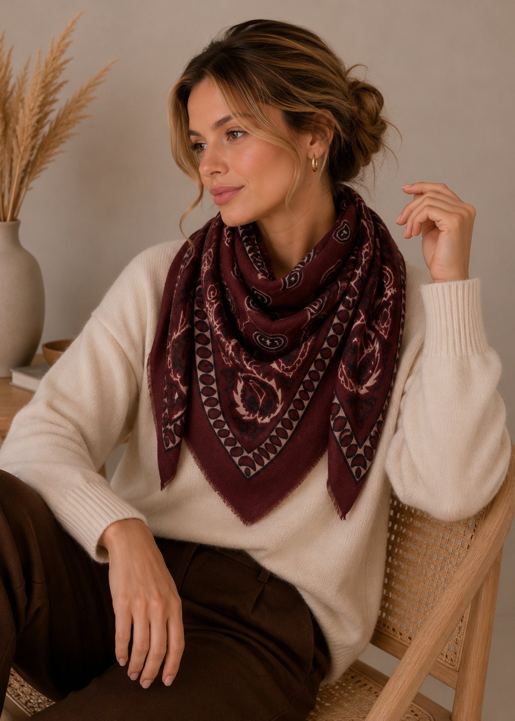 Foulard maxi carré K27 Paisley - L'adresse Corte 