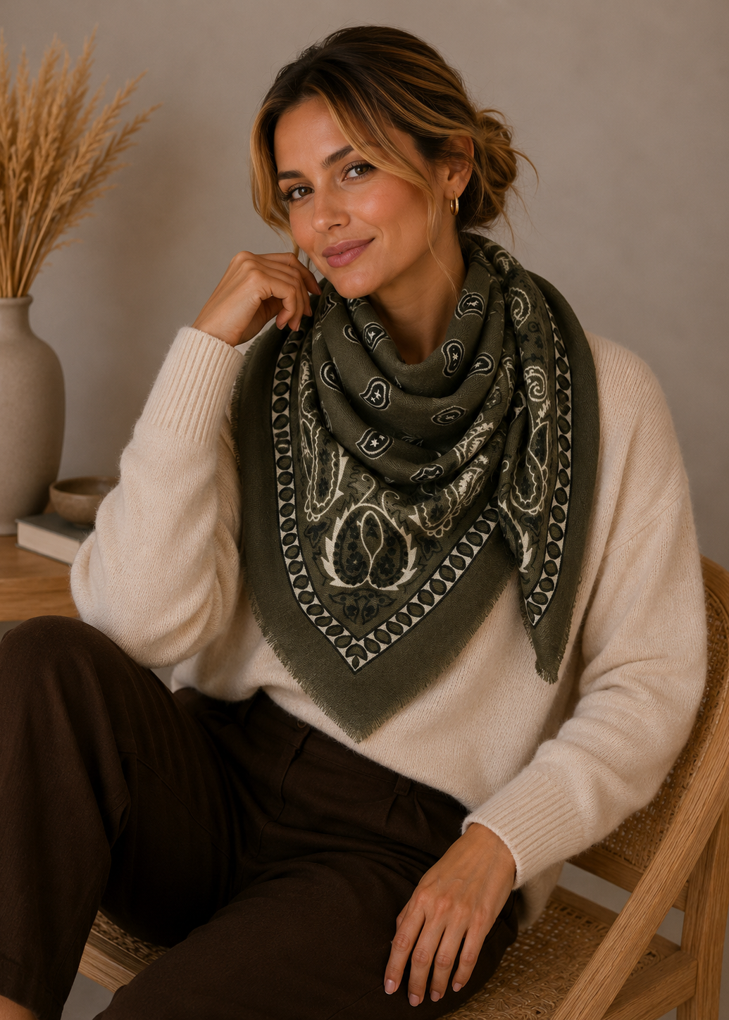 Foulard maxi carré K27 Paisley - L'adresse Corte 