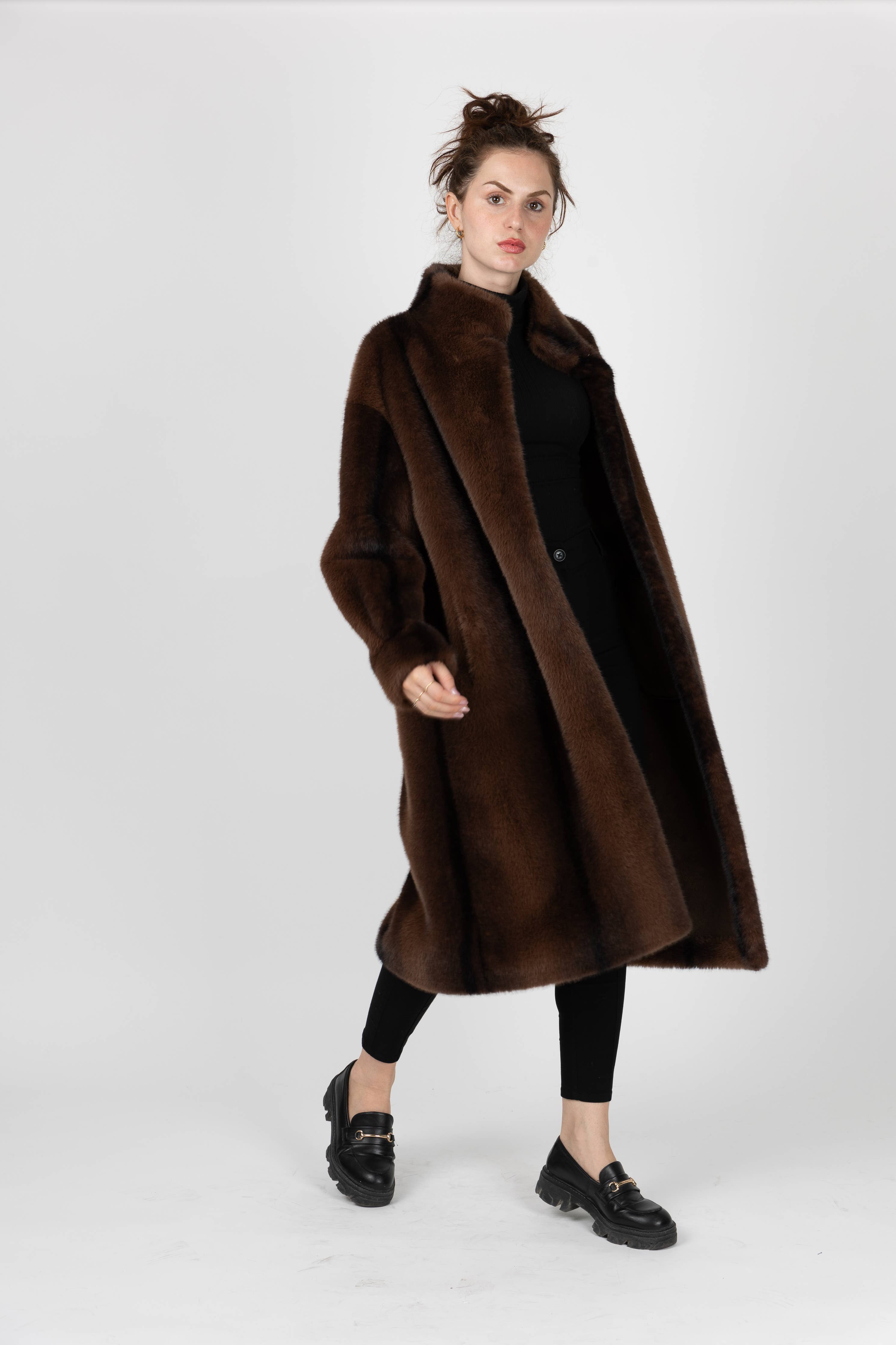 KZELL PARIS - MANTEAU LONG EN FAUSSE FOURRURE À RAYURES KZELL PARIS