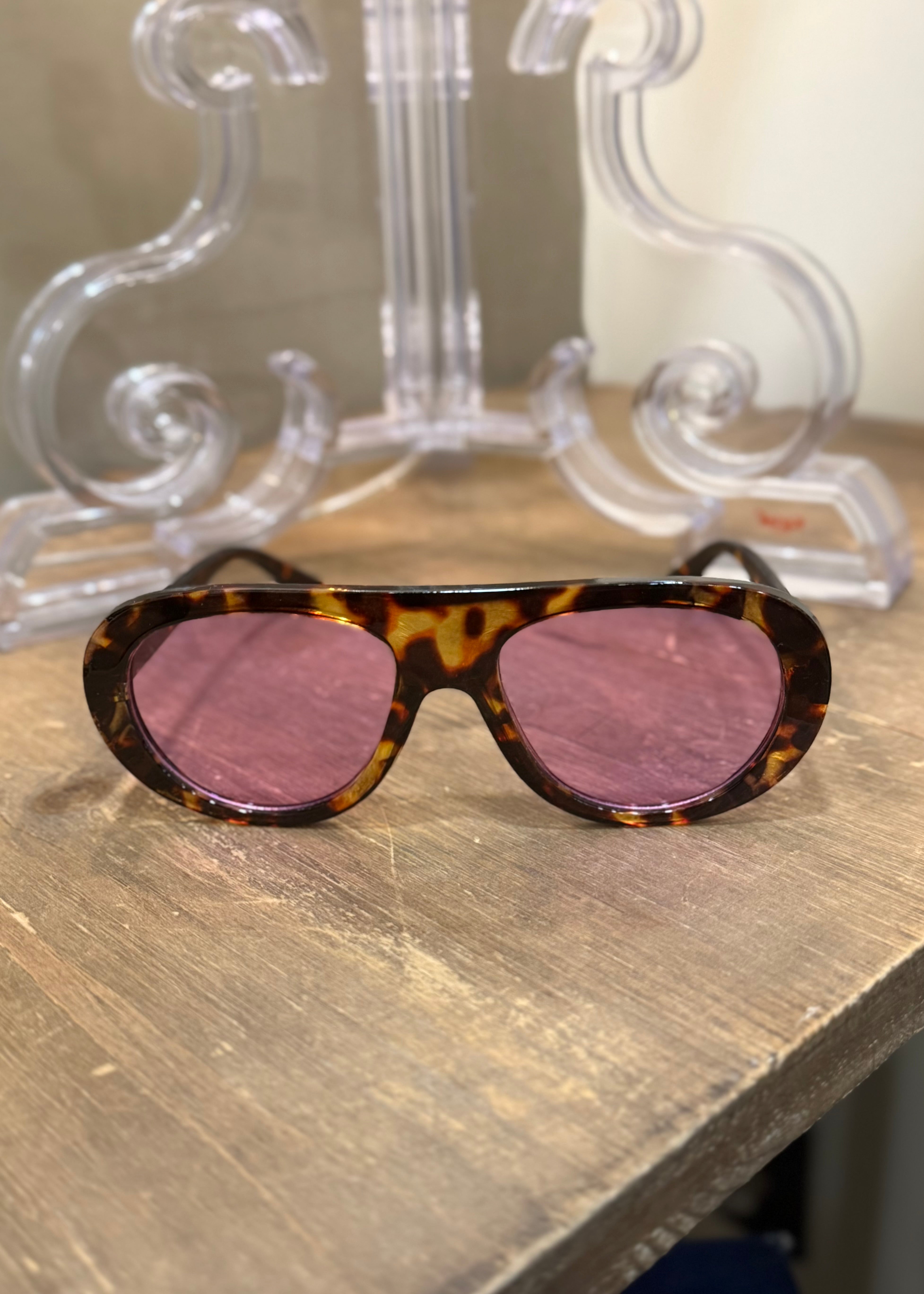 Lunettes tendance écaille/verre rose L'adresse Corte