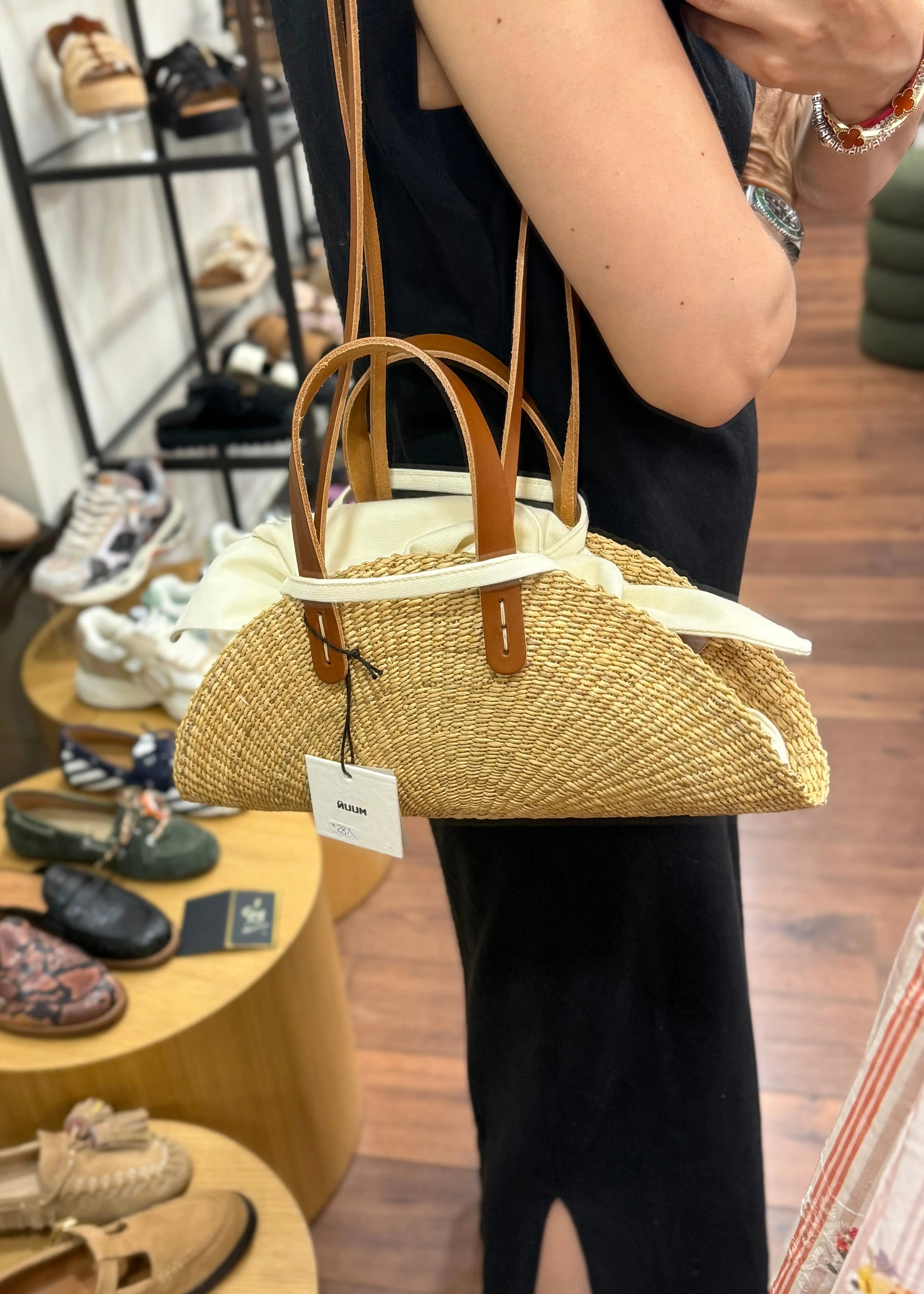 Panier Muuñ Bimba - Naturel - Anses cuir Tan Muuñ