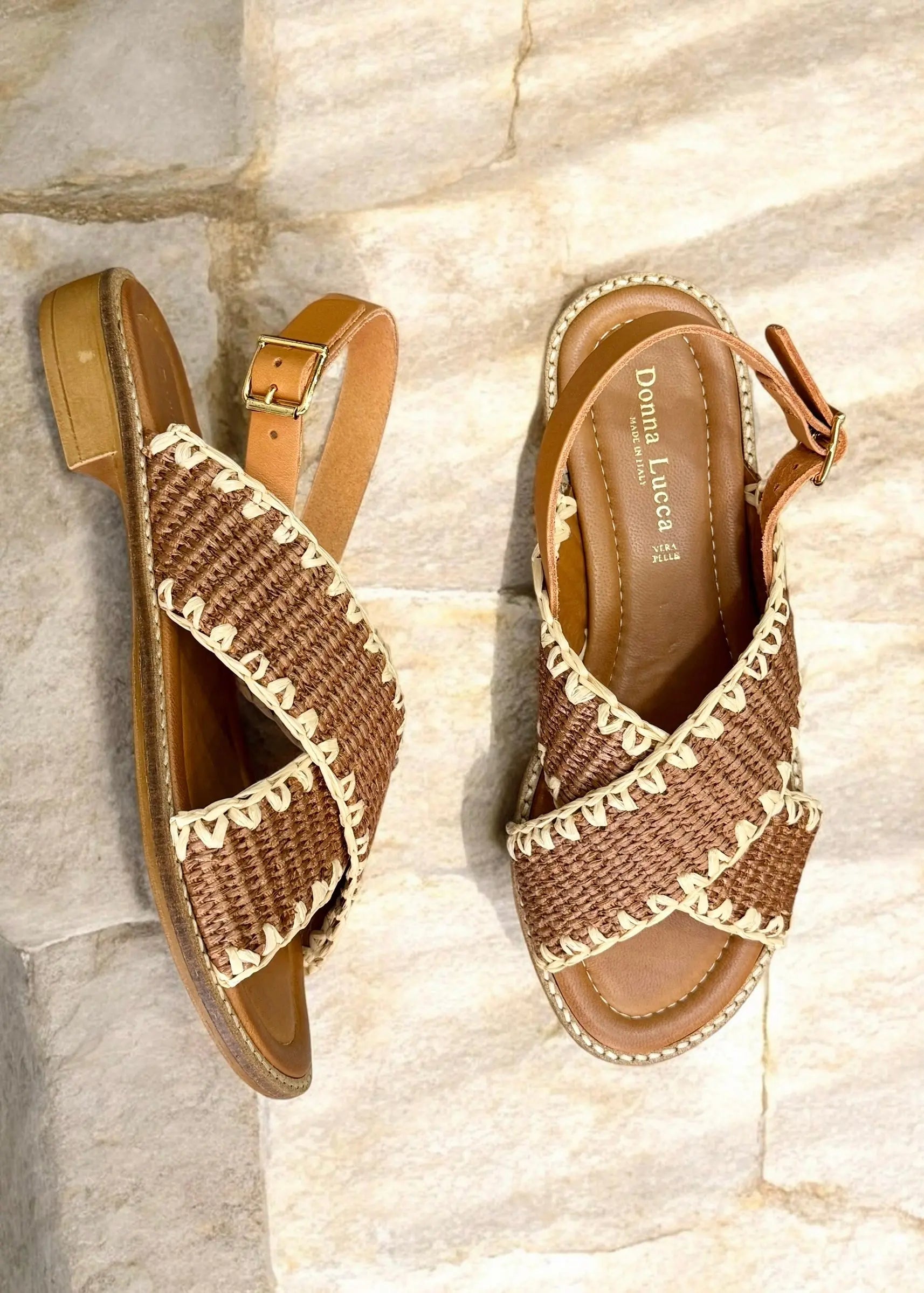 Sandales Donna Lucca 1812 raphia Cognac Donna Lucca