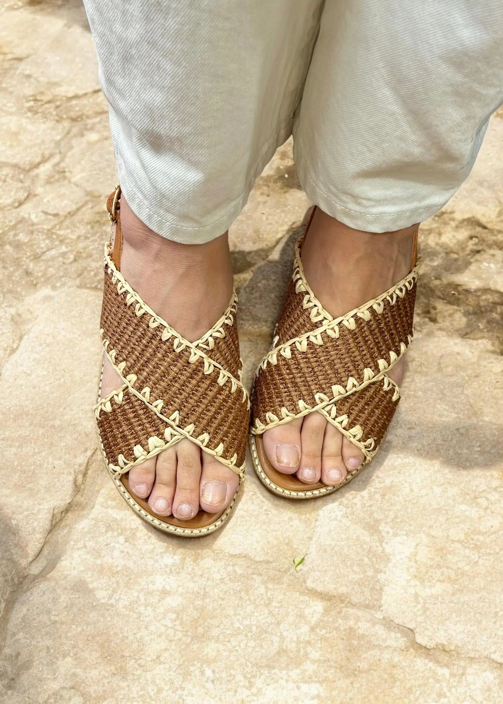 Sandales Donna Lucca 1812 raphia Cognac Donna Lucca
