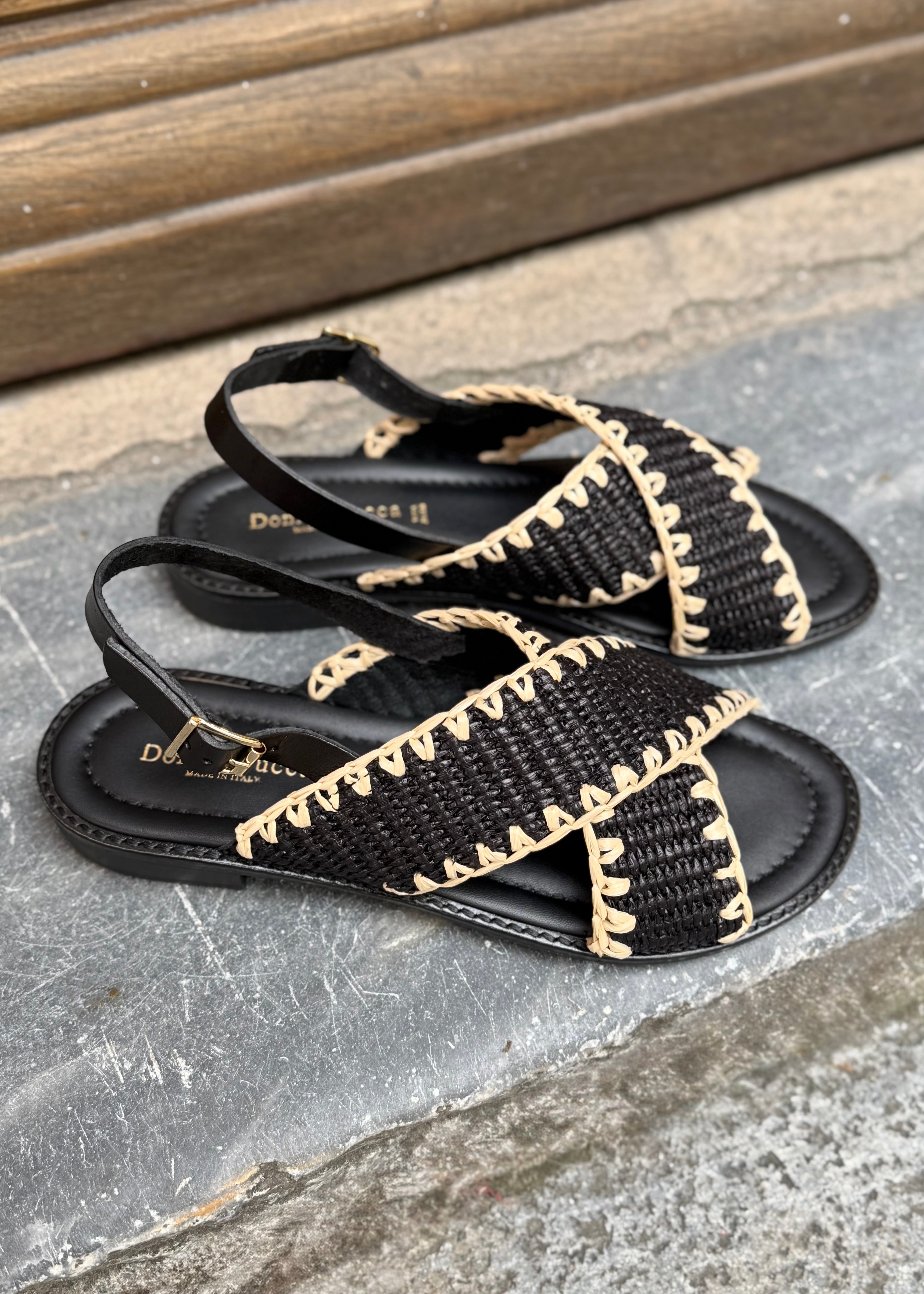 Sandales Donna Lucca 1812 raphia noir Donna Lucca