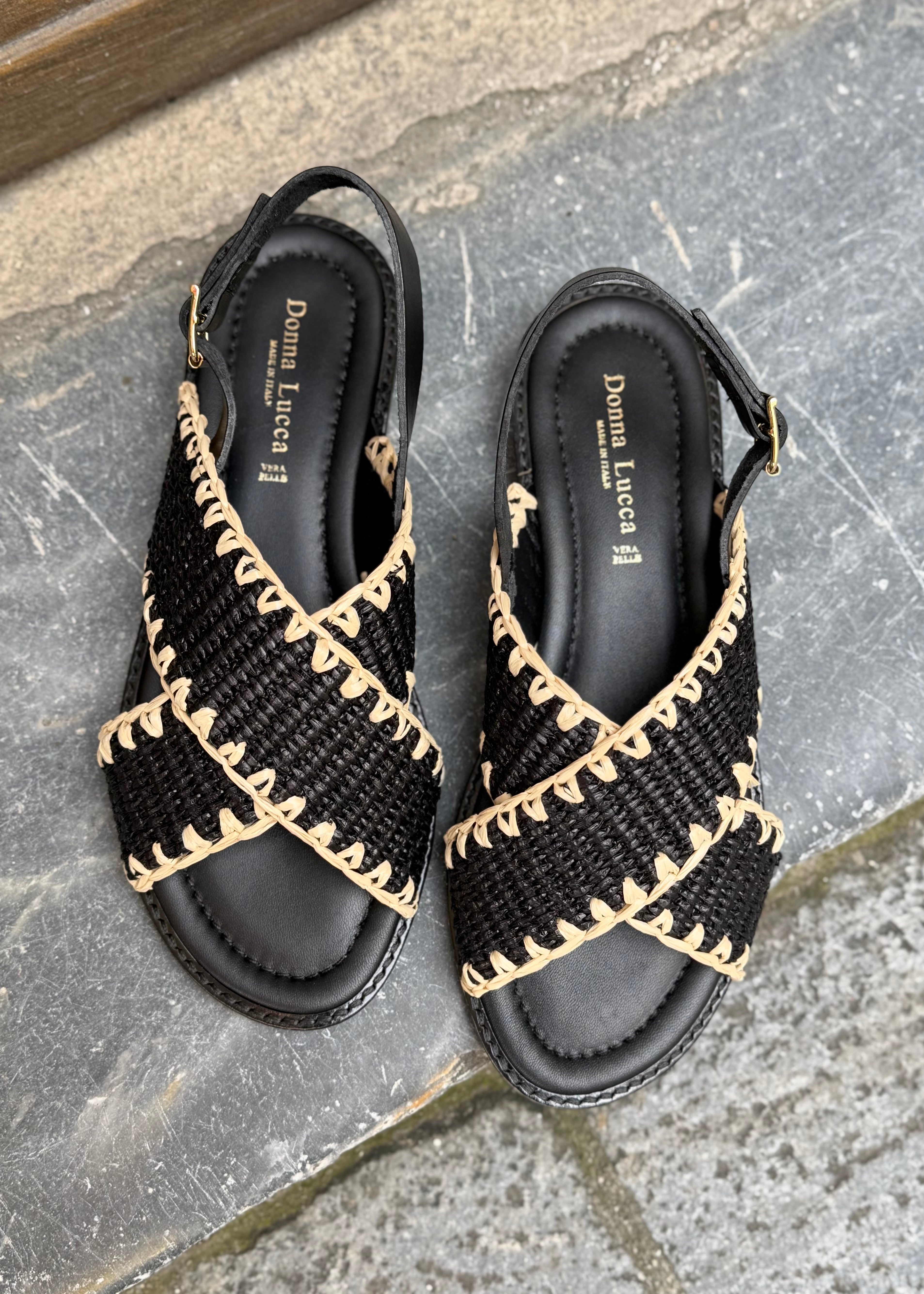 Sandales Donna Lucca 1812 raphia noir Donna Lucca