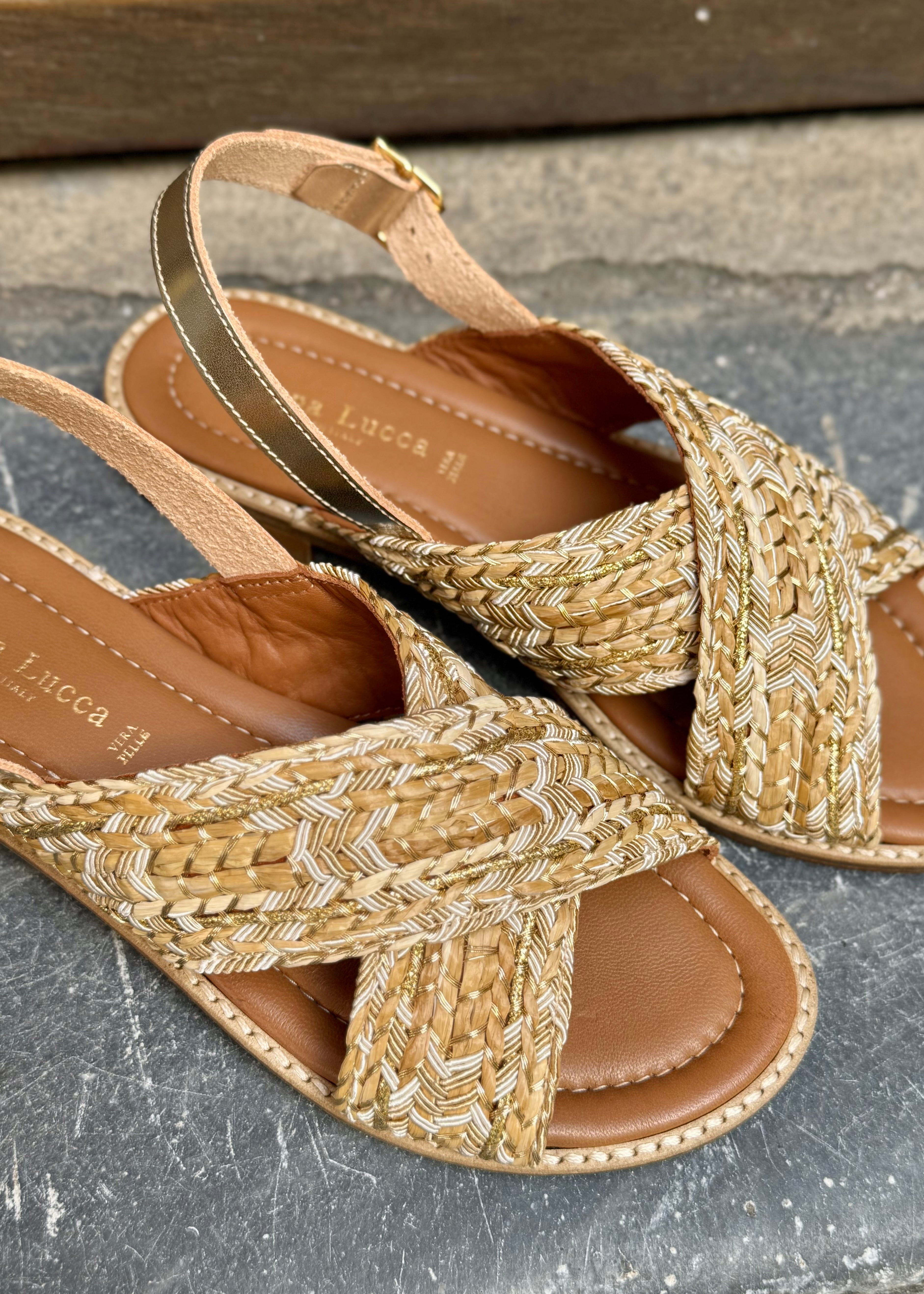 Sandales Donna Lucca 1813 raphia naturel/Or Donna Lucca
