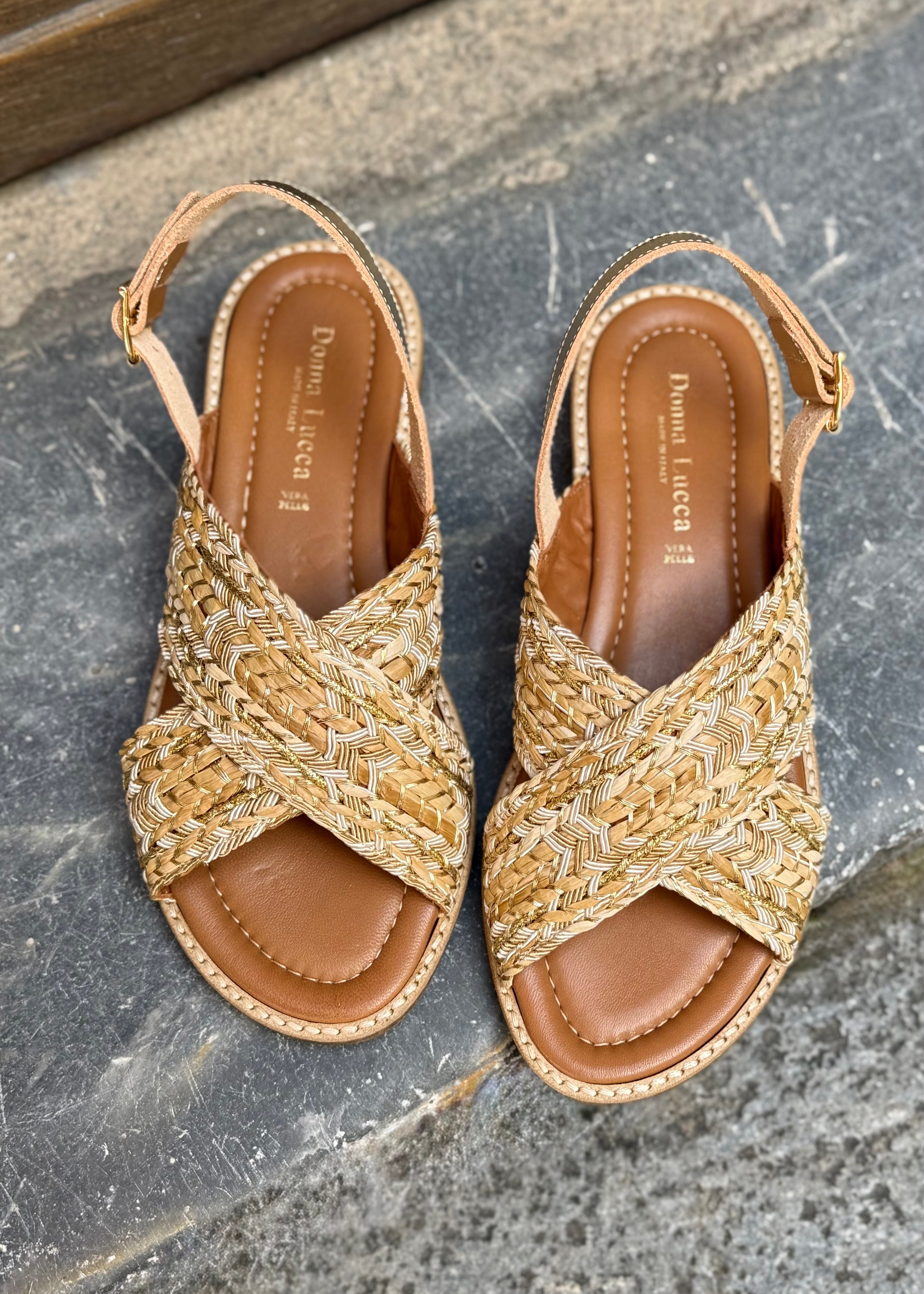 Sandales Donna Lucca 1813 raphia naturel/Or Donna Lucca